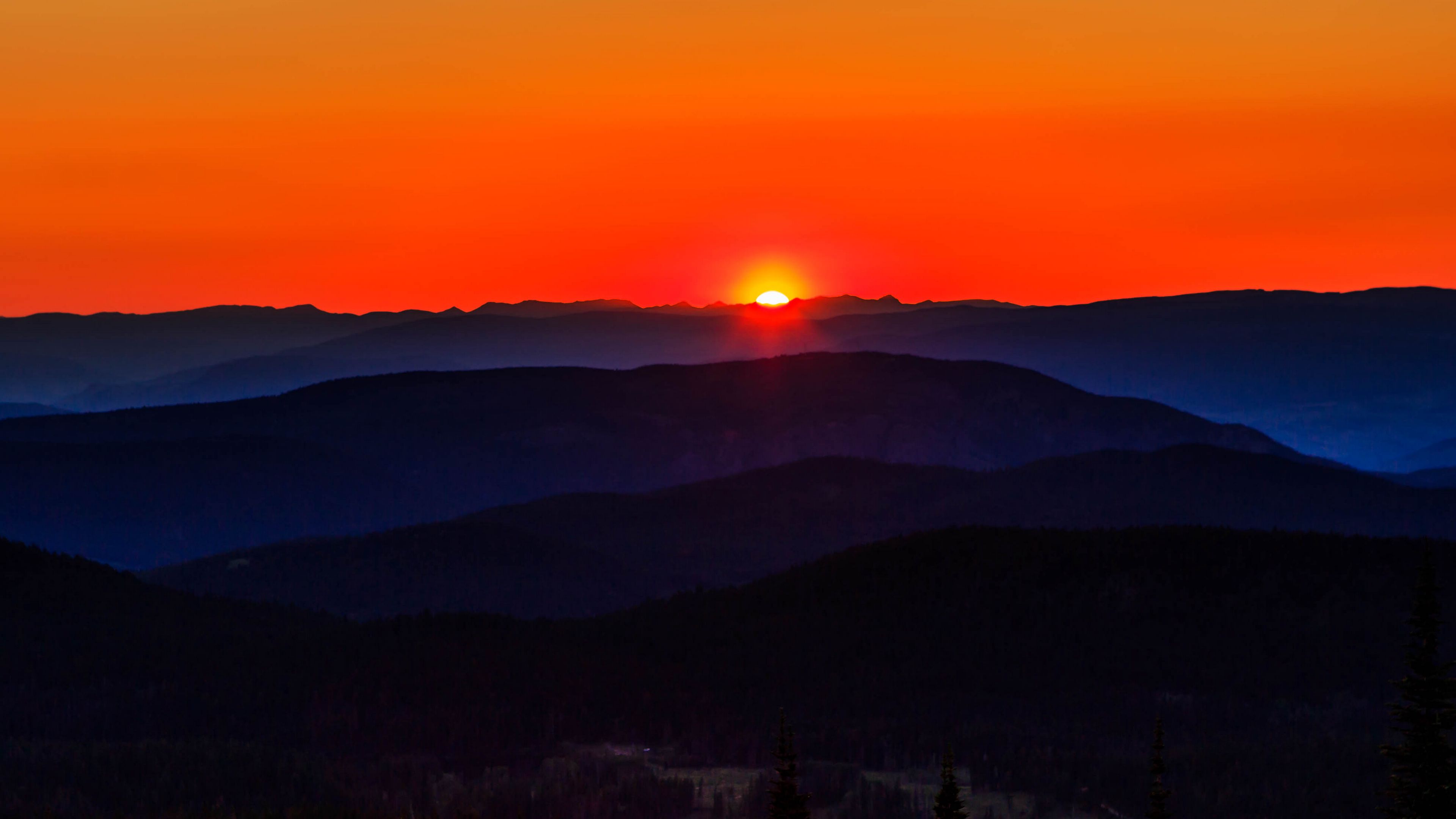 Wallpaper / sunset, mountains, hills, dark, landscape, 4k free download