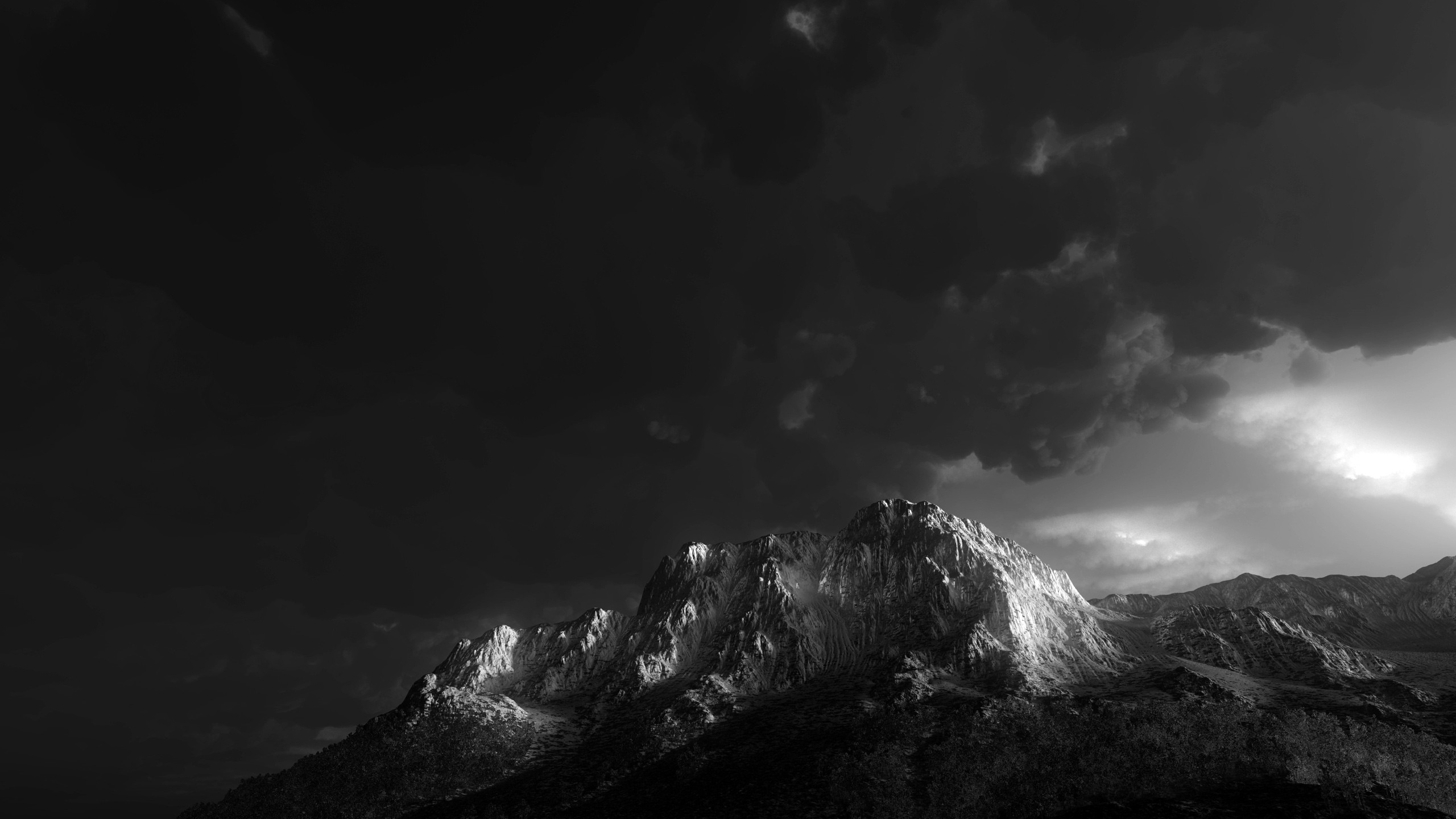 Wallpaper, snowy peak, mountains, dark, landscape, nature, photography 2560x1440