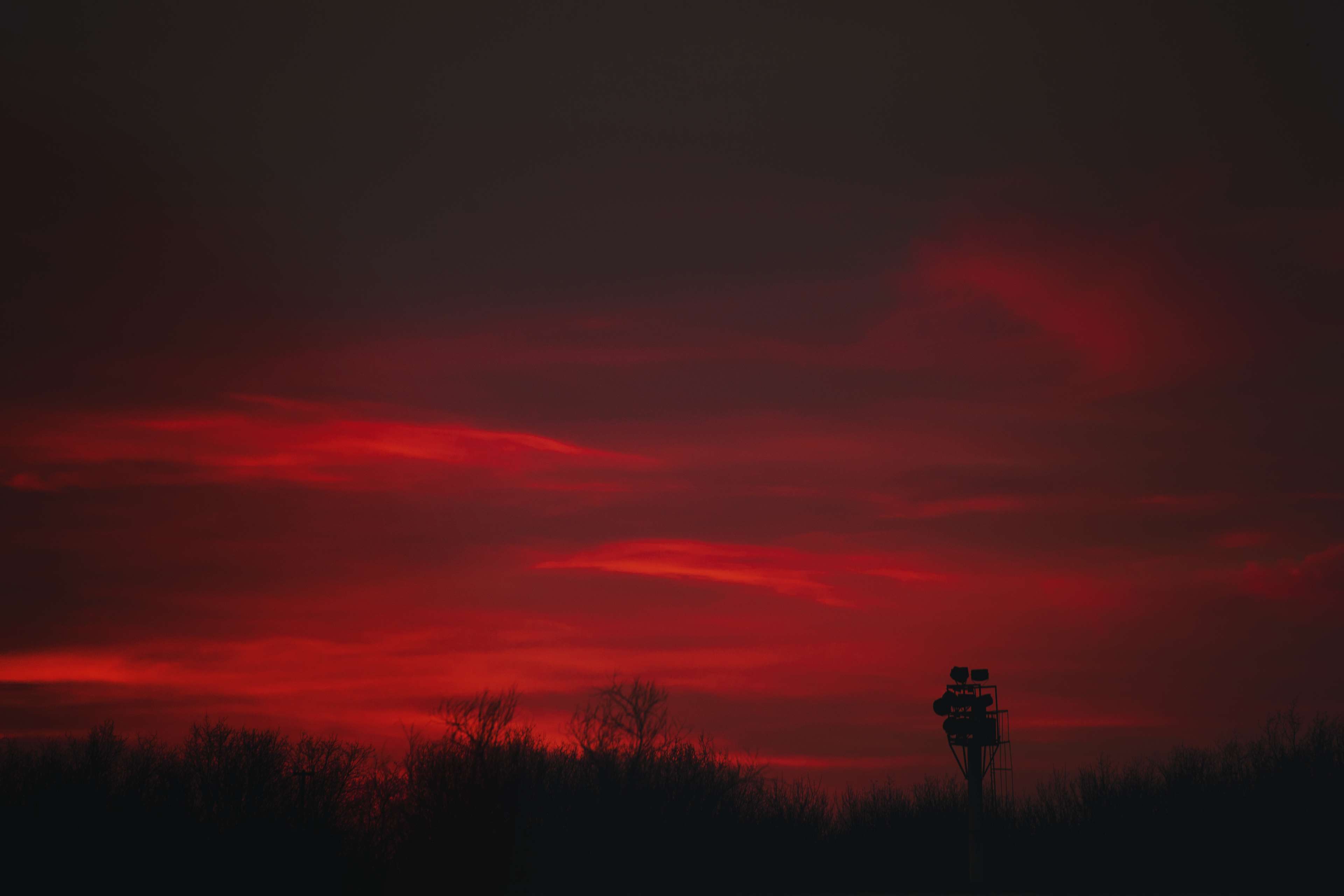 blood, dark, dark clouds, landscape, moon, outdoor, sky, sun, sunset, tree 4k wallpaper