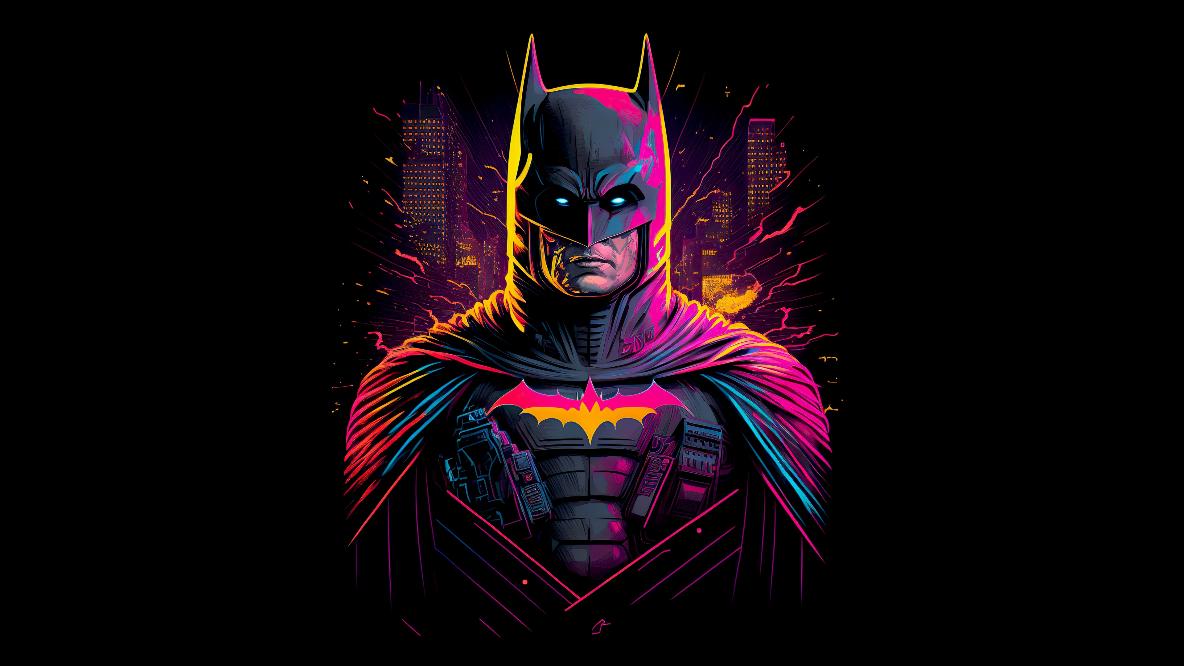 Batman Wallpaper 4K, Neon art, Dark