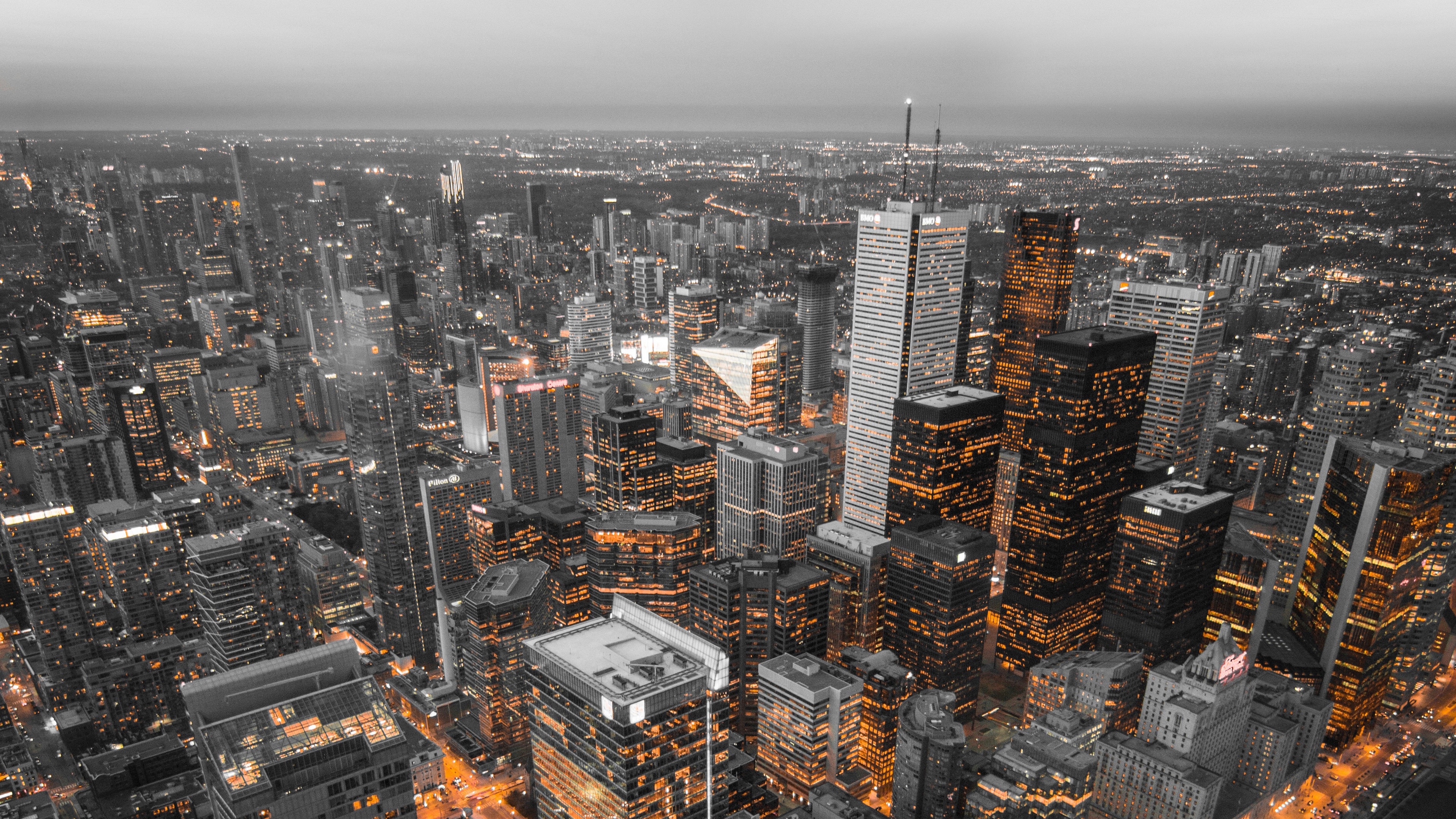 Wallpaper 4k skyscrapers, top view, metropolis, toronto, canada 4k Wallpaper