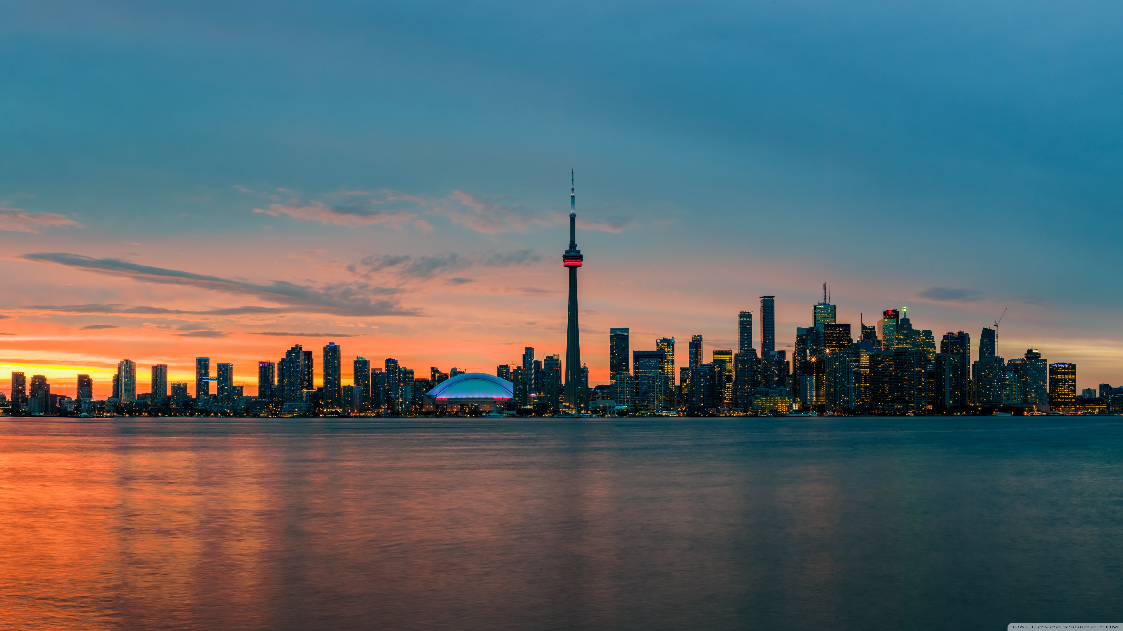 Downtown Toronto Skyline at Sunset Ultra HD Desktop Background Wallpaper for 4K UHD TV, Widescreen & UltraWide Desktop & Laptop