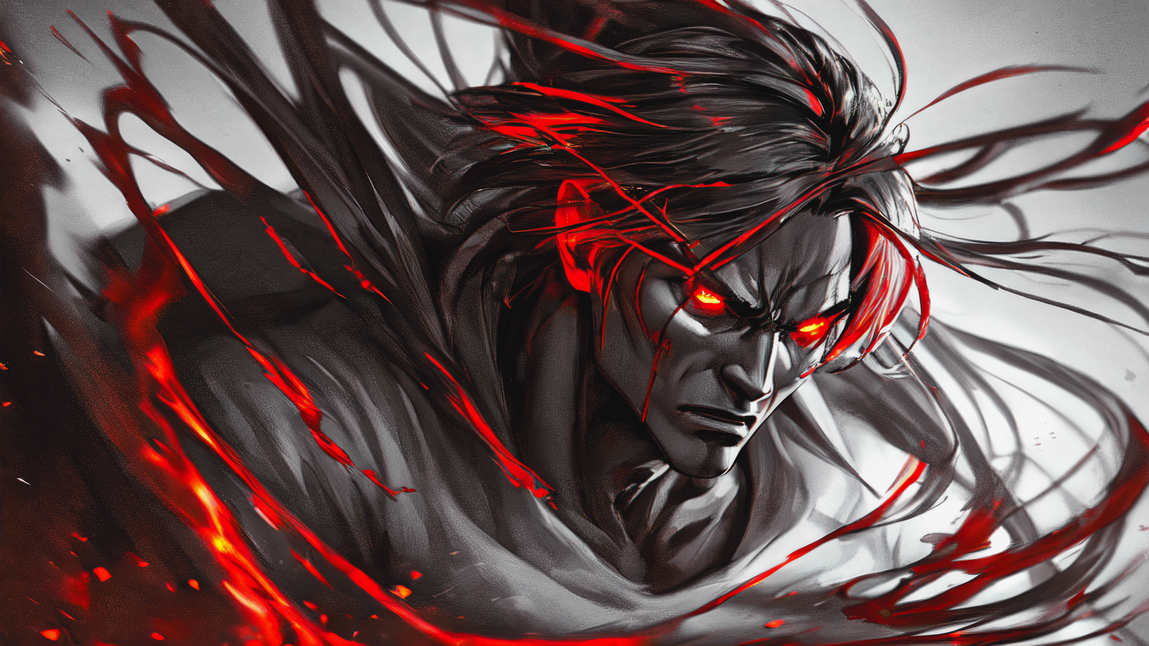 Wallpaper, Stable Diffusion, 4k, ai art, men, illustration, digital art, evil, red eyes 3840x2160