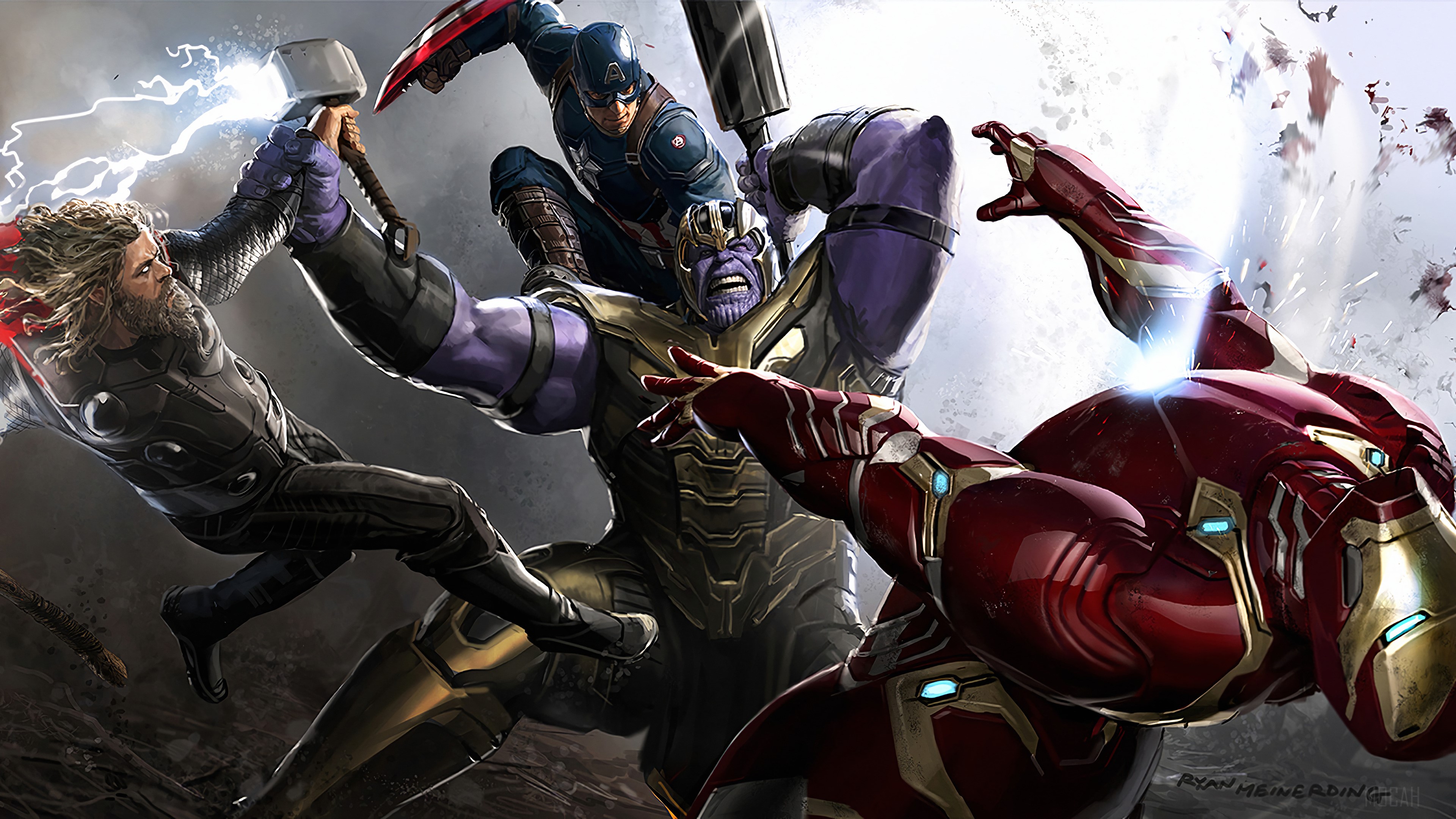 Thanos, Avengers, Thor, Captain America, Iron Man, Avengers Endgame, Movie, Marvel Comics 4k Gallery HD Wallpaper