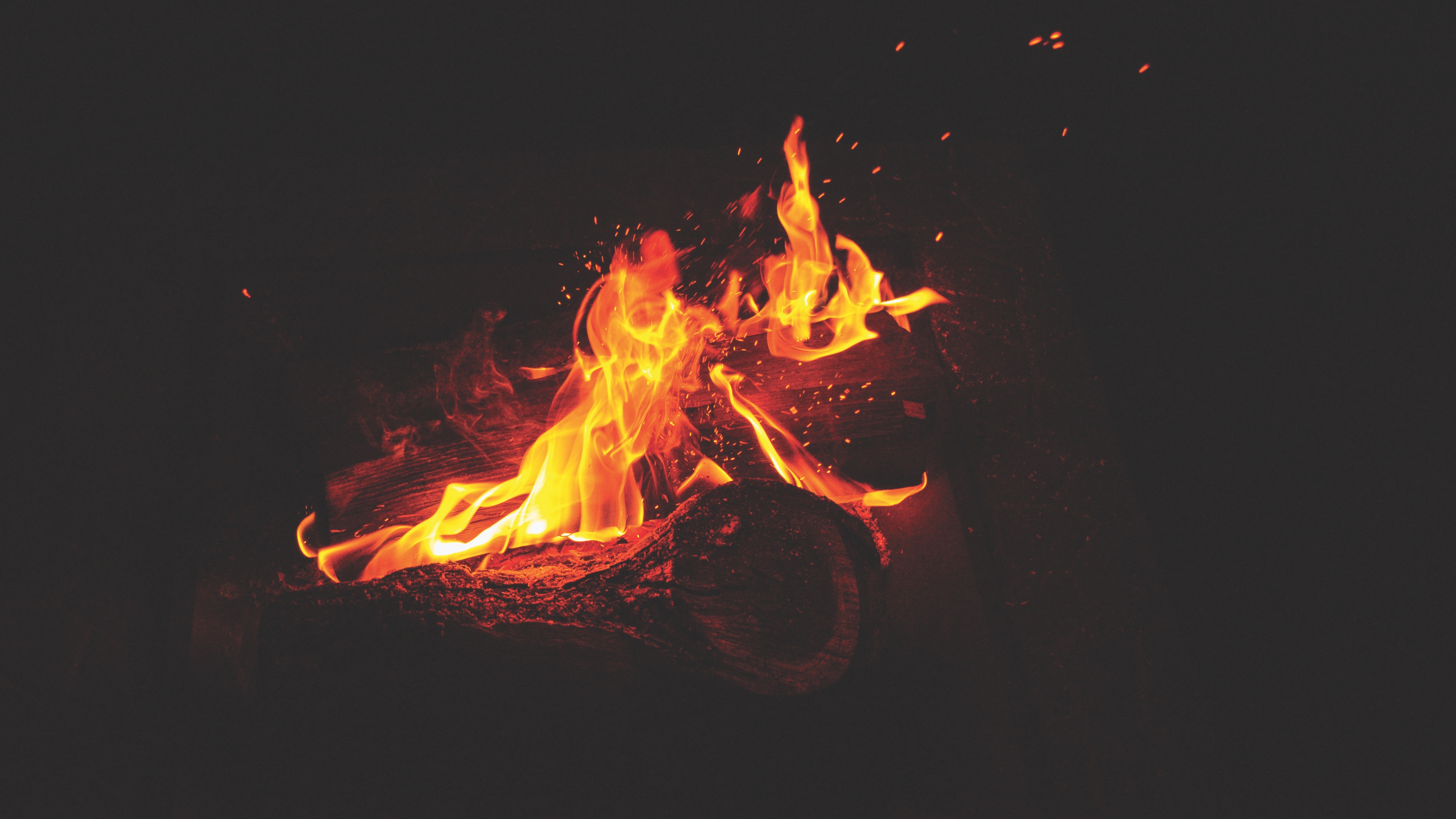Wallpaper 4k bonfire, fire, flames, sparks 4k Wallpaper