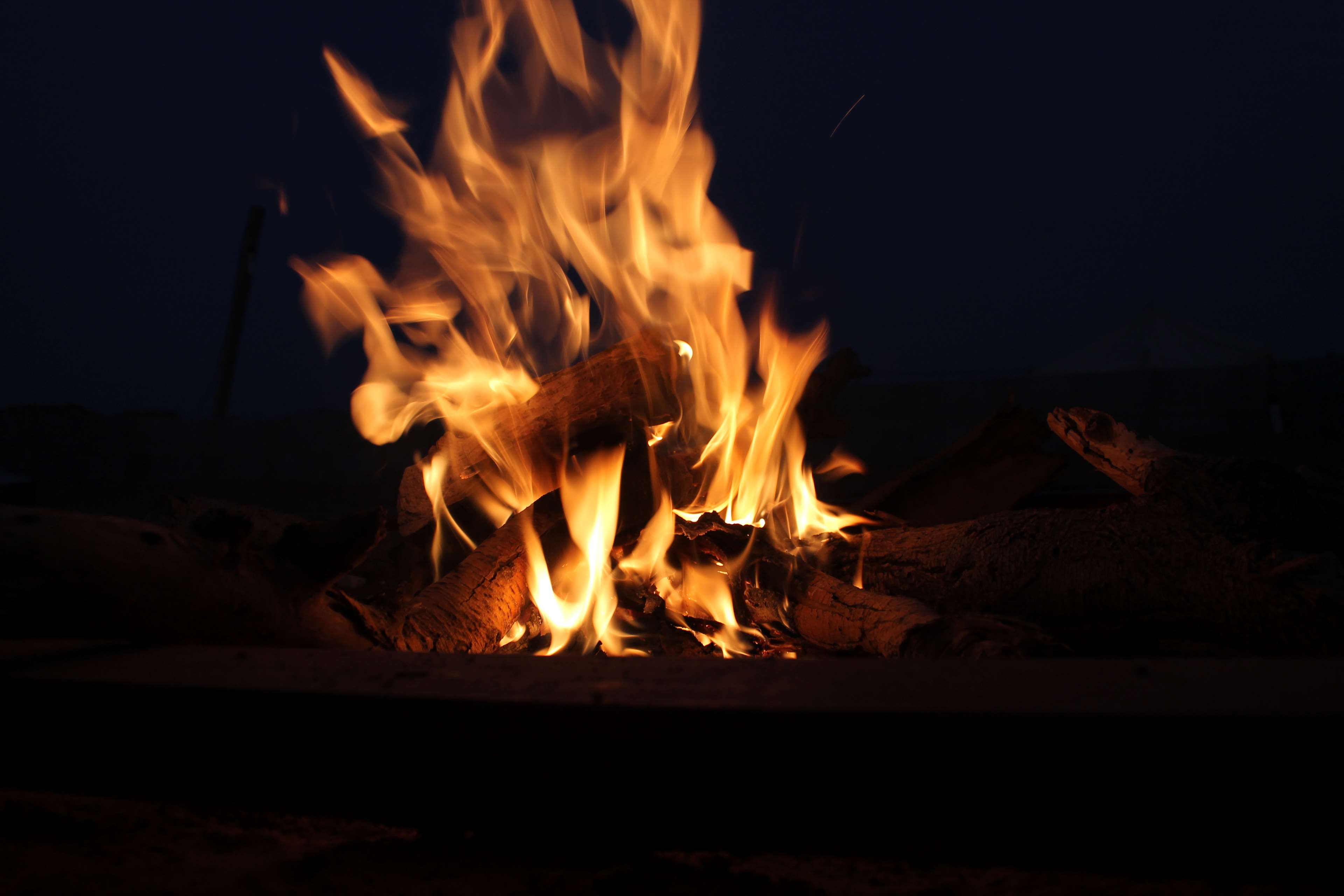 campfire, camping, fire, flames, night 4k wallpaper