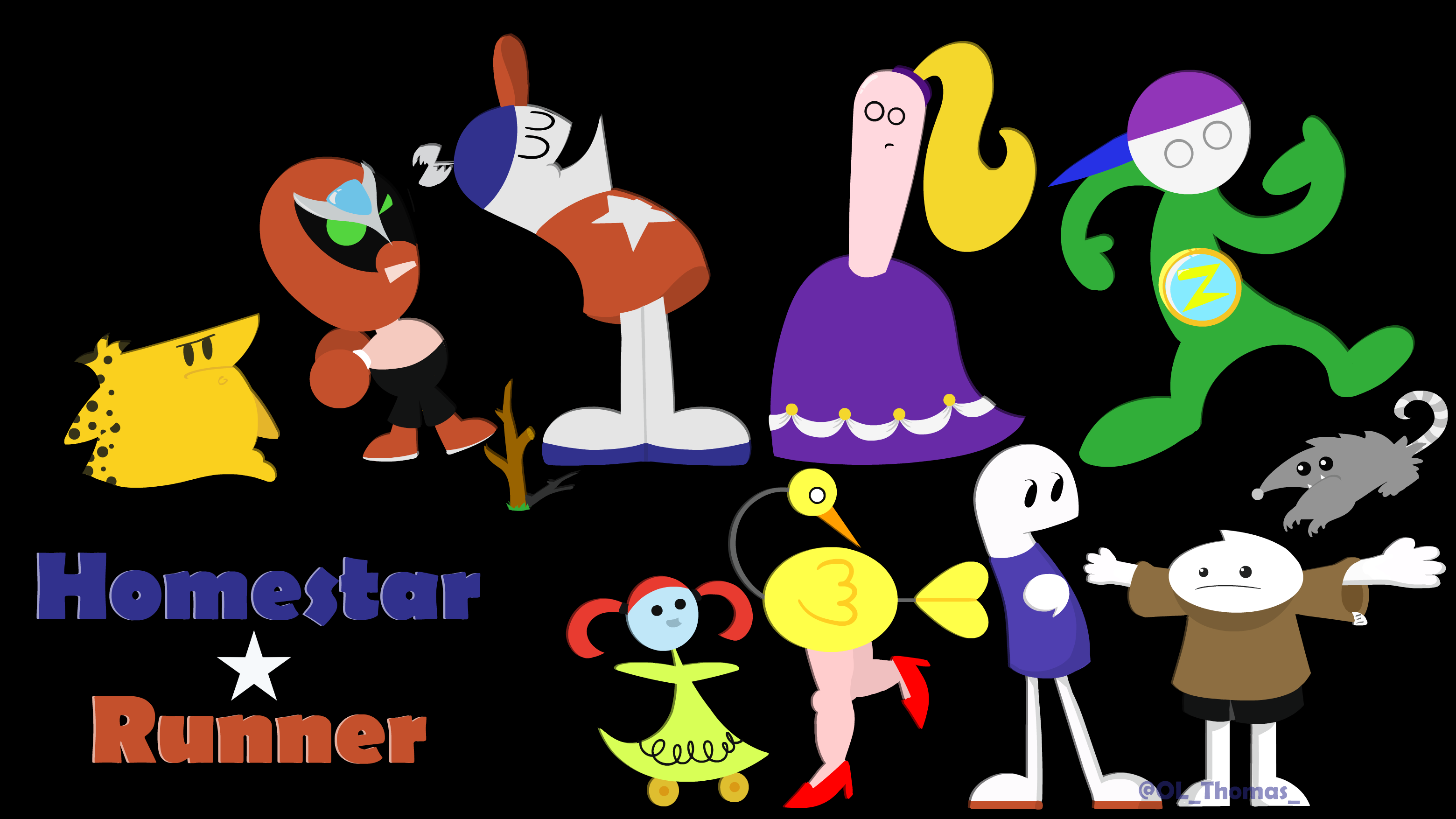 Art I drew of only the most popular Homestar Runner characters
