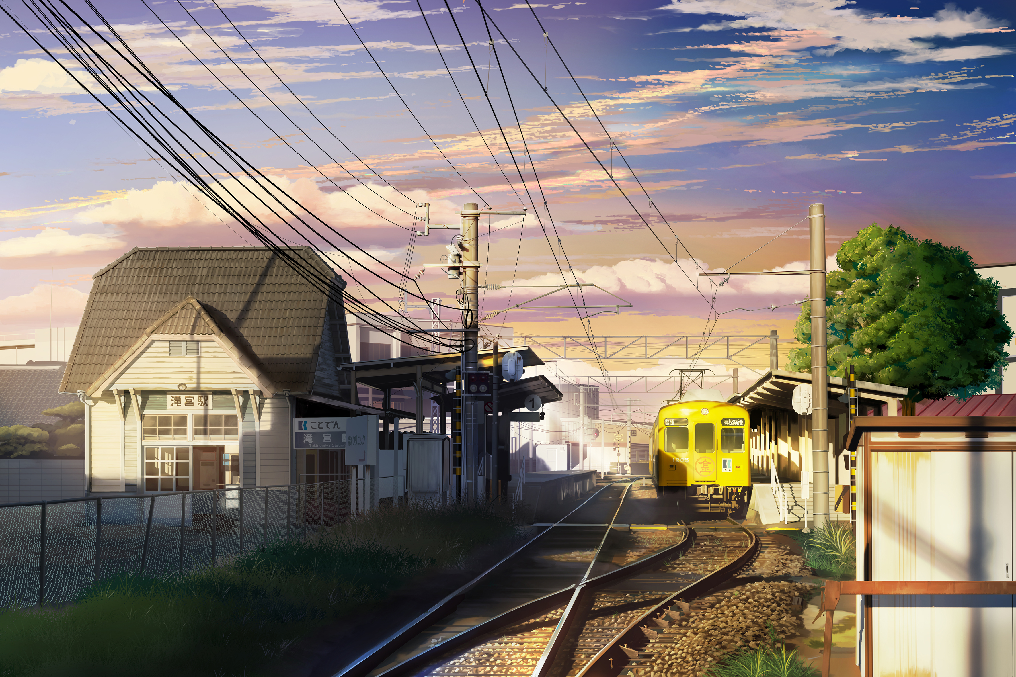 Anime Train Station HD Wallpaper by ハンカチ