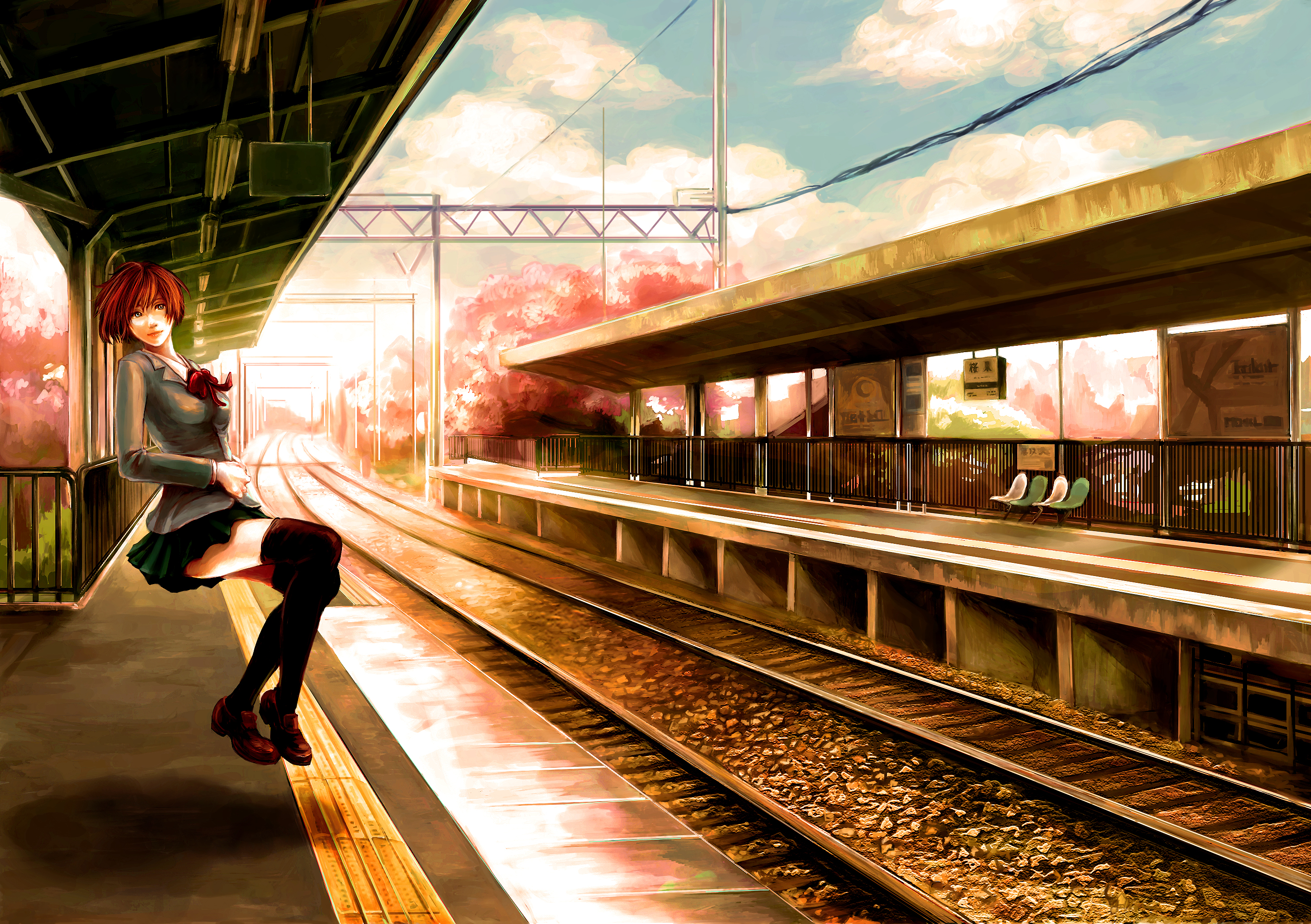 Anime Train Station HD Wallpaper