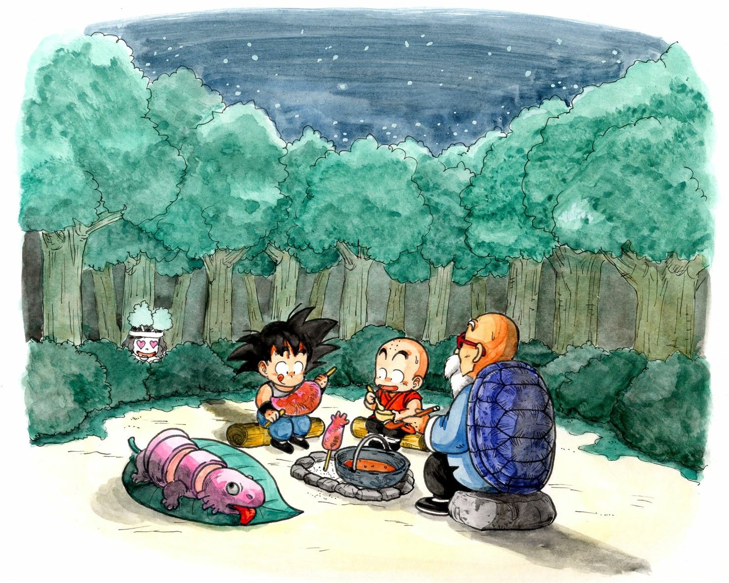 Goku, Krillin, and Master Roshi. 壁紙 ドラゴンボール, イラスト, ドラゴンボール イラスト