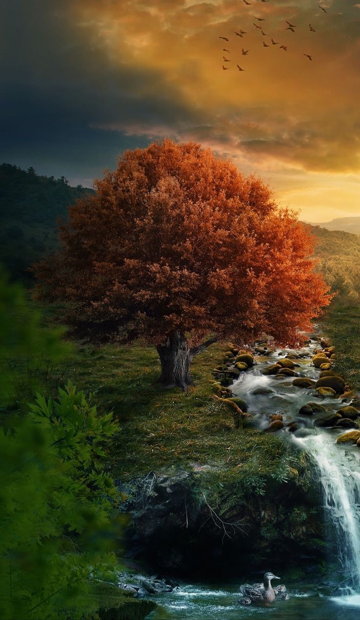 Fantasy Autumn. Autumn landscape, Background phone wallpaper, Fantasy aesthetic