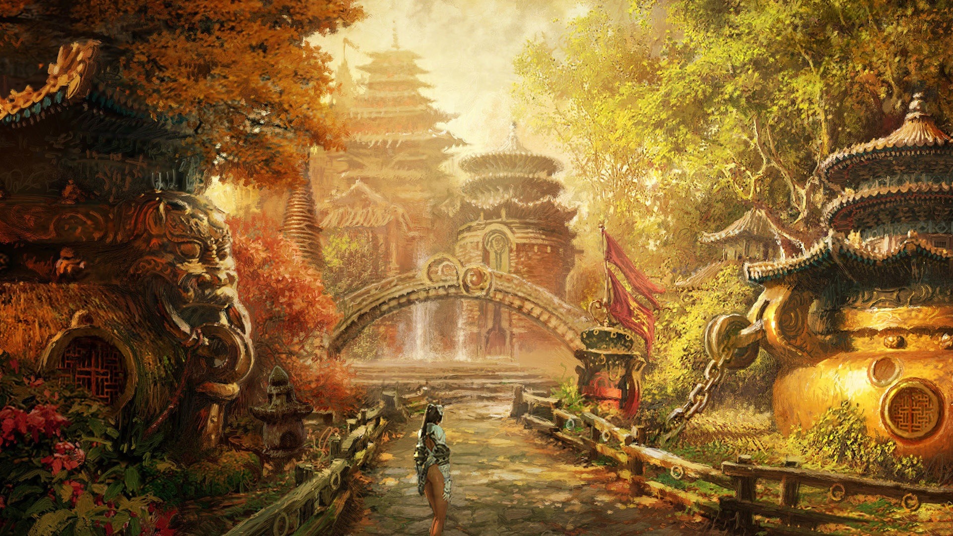 painting, fantasy art, autumn, screenshot, computer, HD Wallpaper