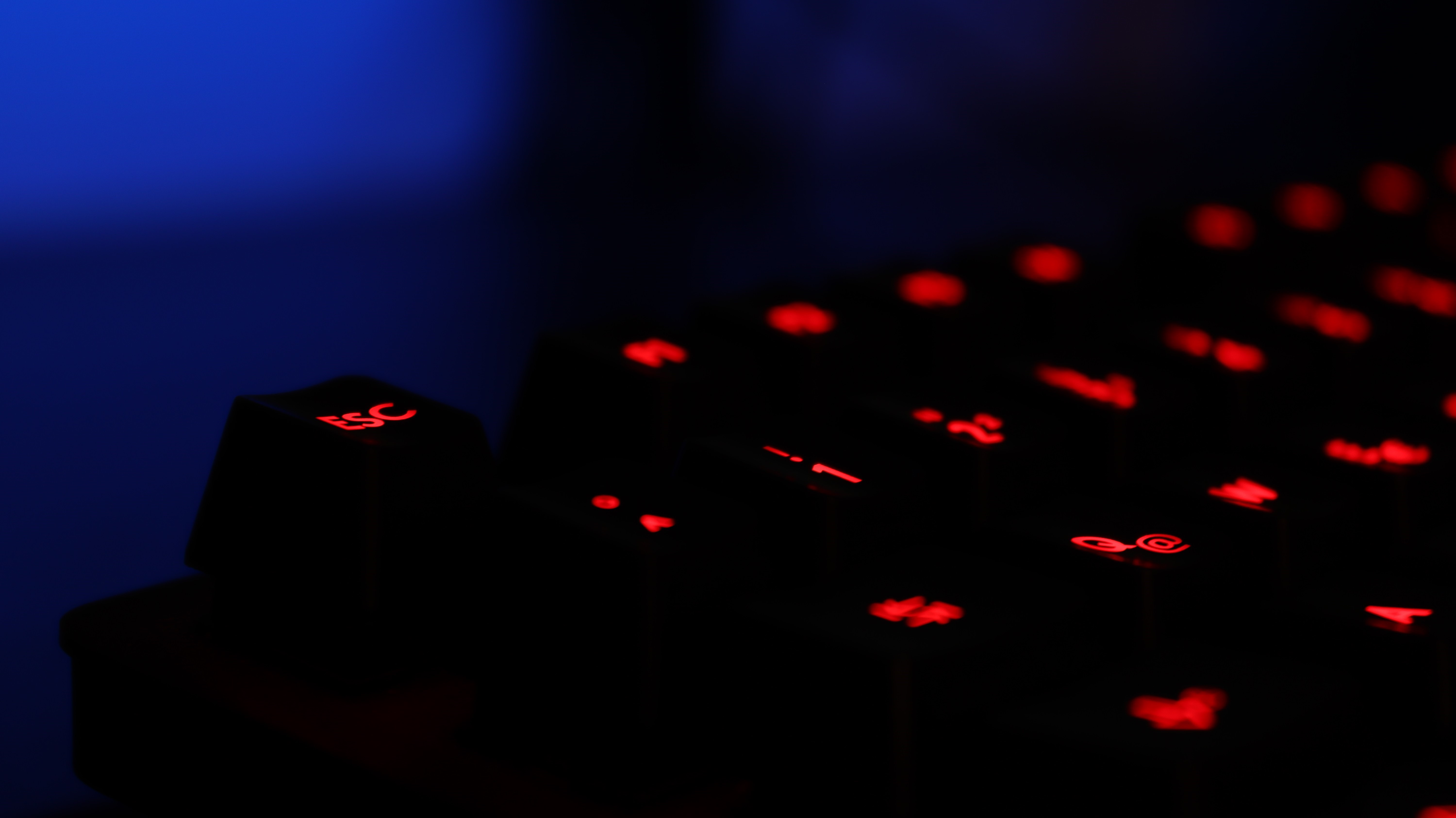 4K, dark, keyboards, numbers, tech, red Gallery HD Wallpaper