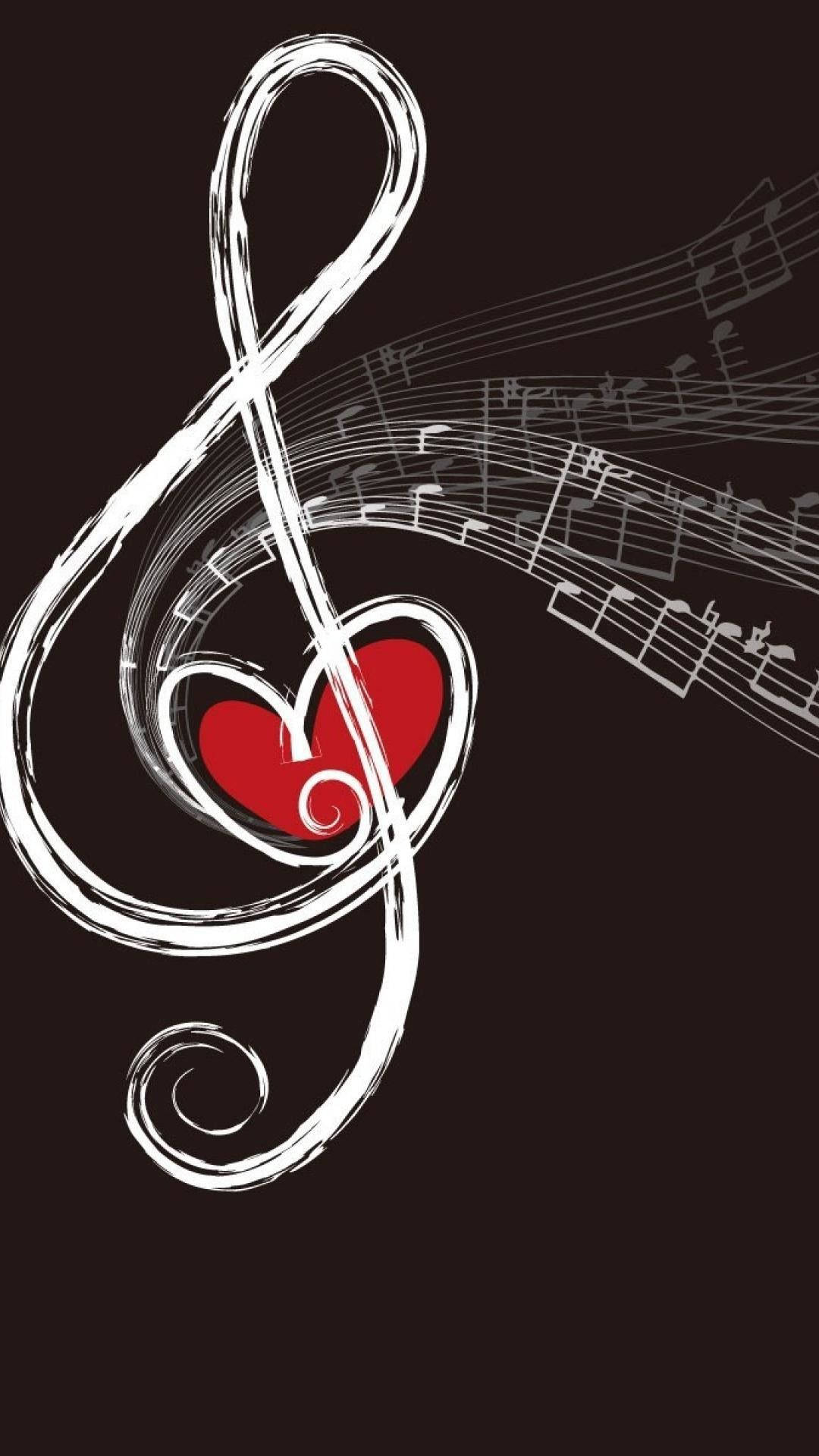 Download Heart And Notes For Music Phone Wallpaper