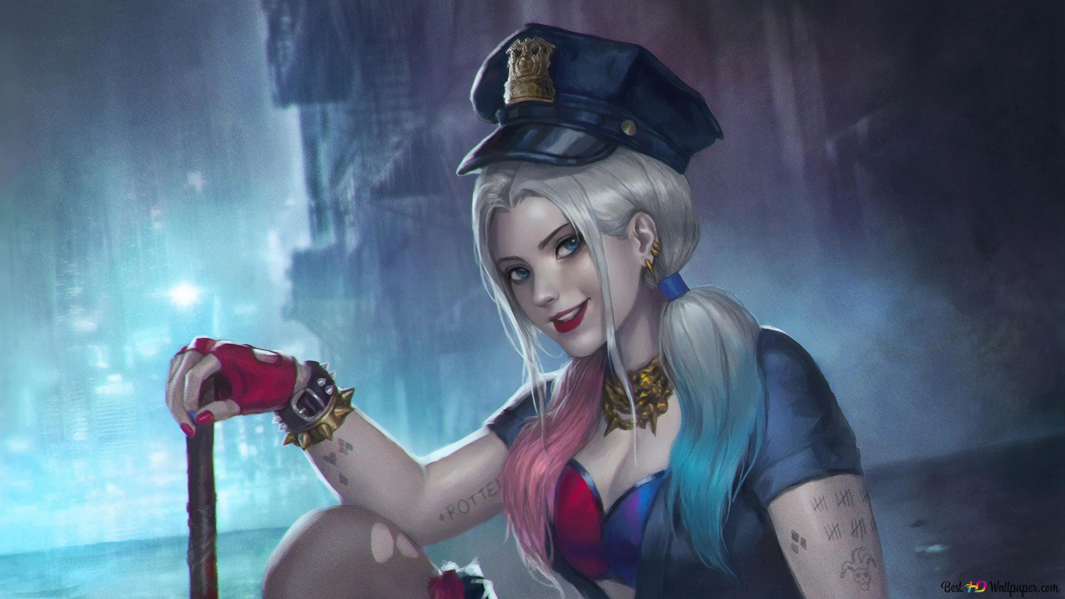 Officer Harley Quinn 4K wallpaper download