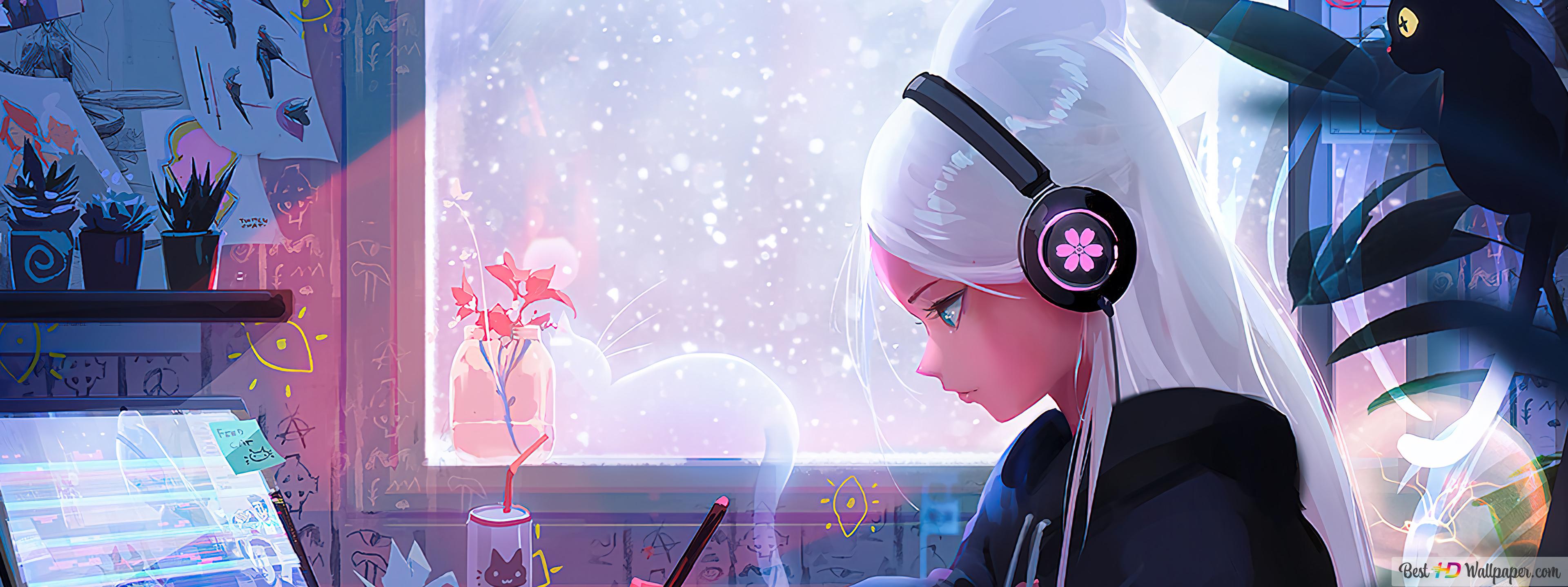 Lofi Chill Anime Girl 4K wallpaper download