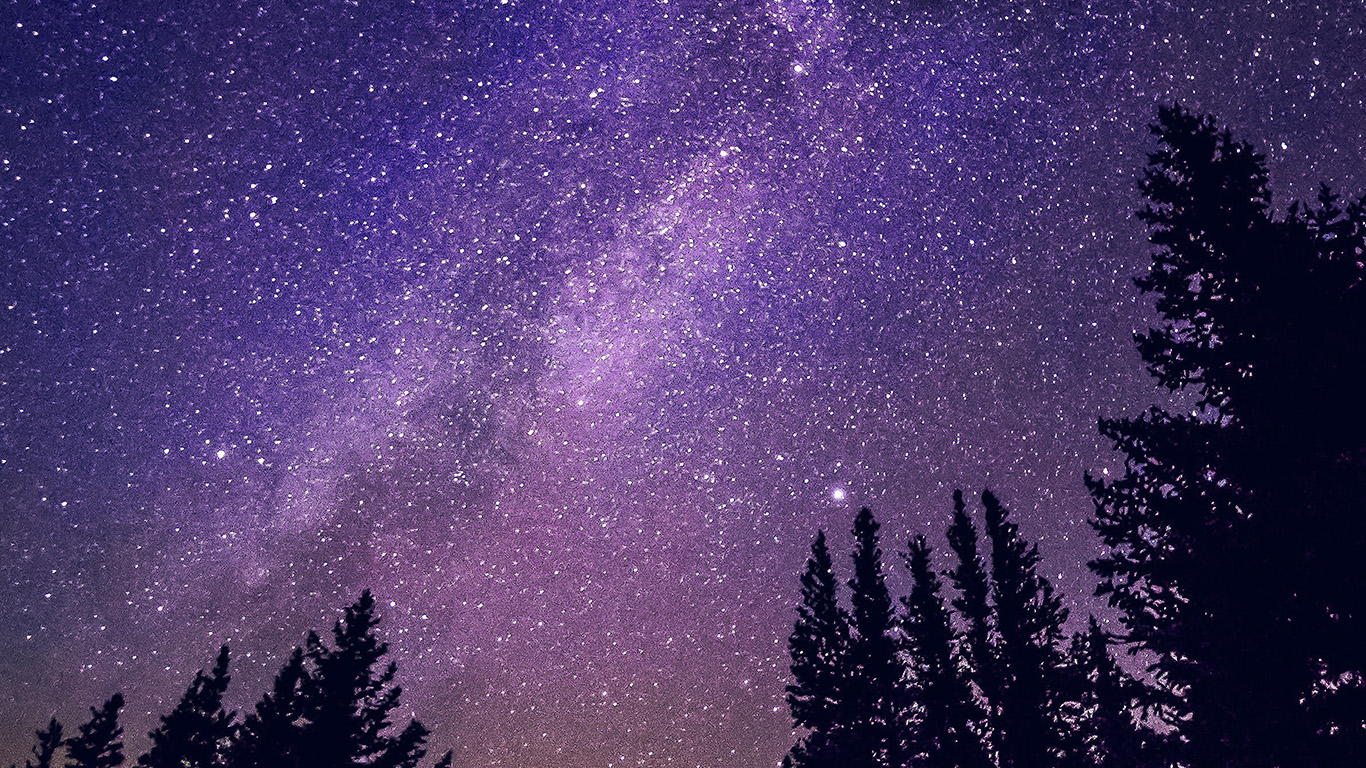 wallpaper for desktop, laptop. night starry sky aurora winter blue purple