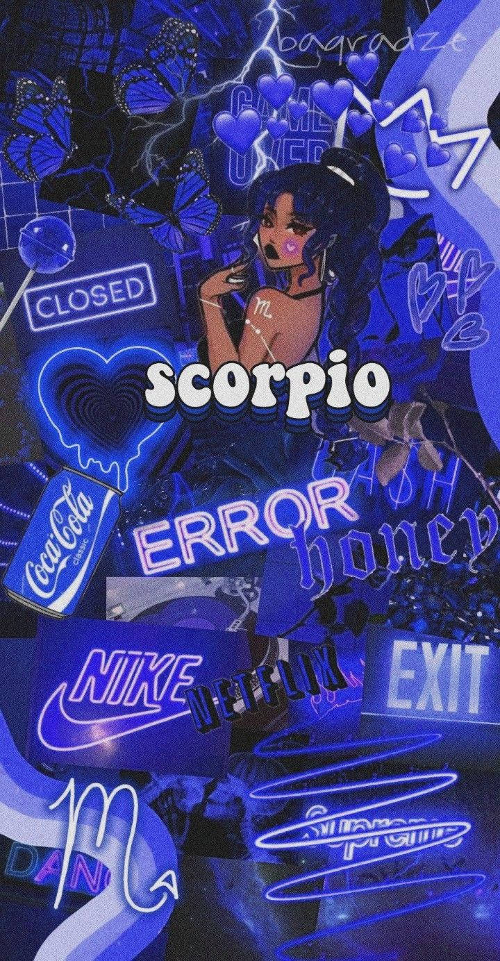 Download Scorpio Blue Collage Aesthetic Wallpaper