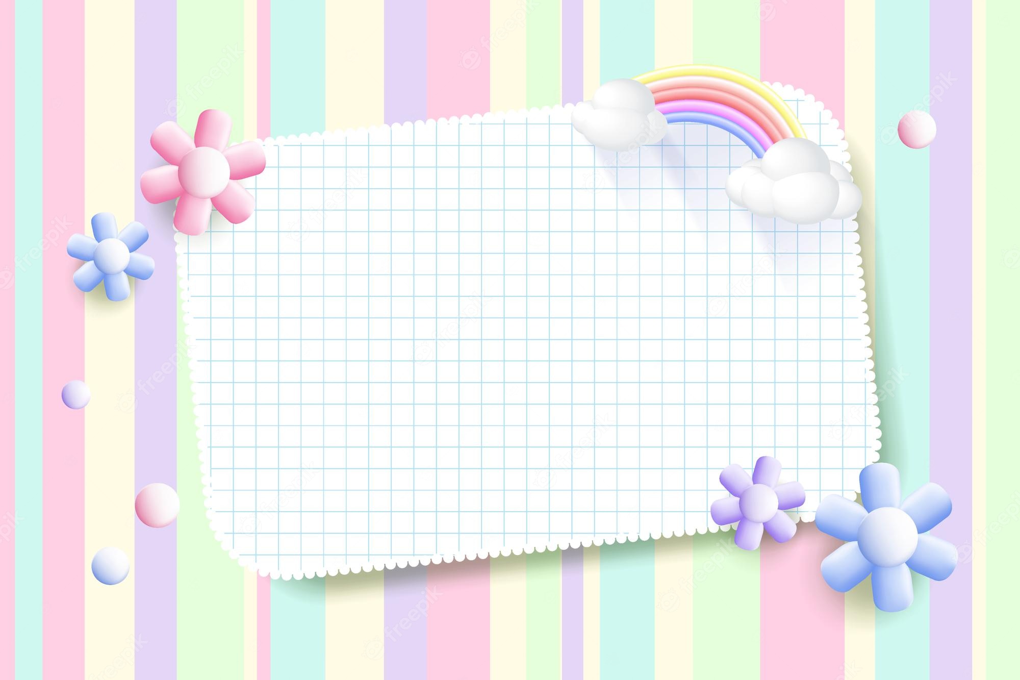 Premium Vector. Cute frame cute rainbow border vector floral frame pastel desktop wallpaper rainbow background and wallpaper background kids