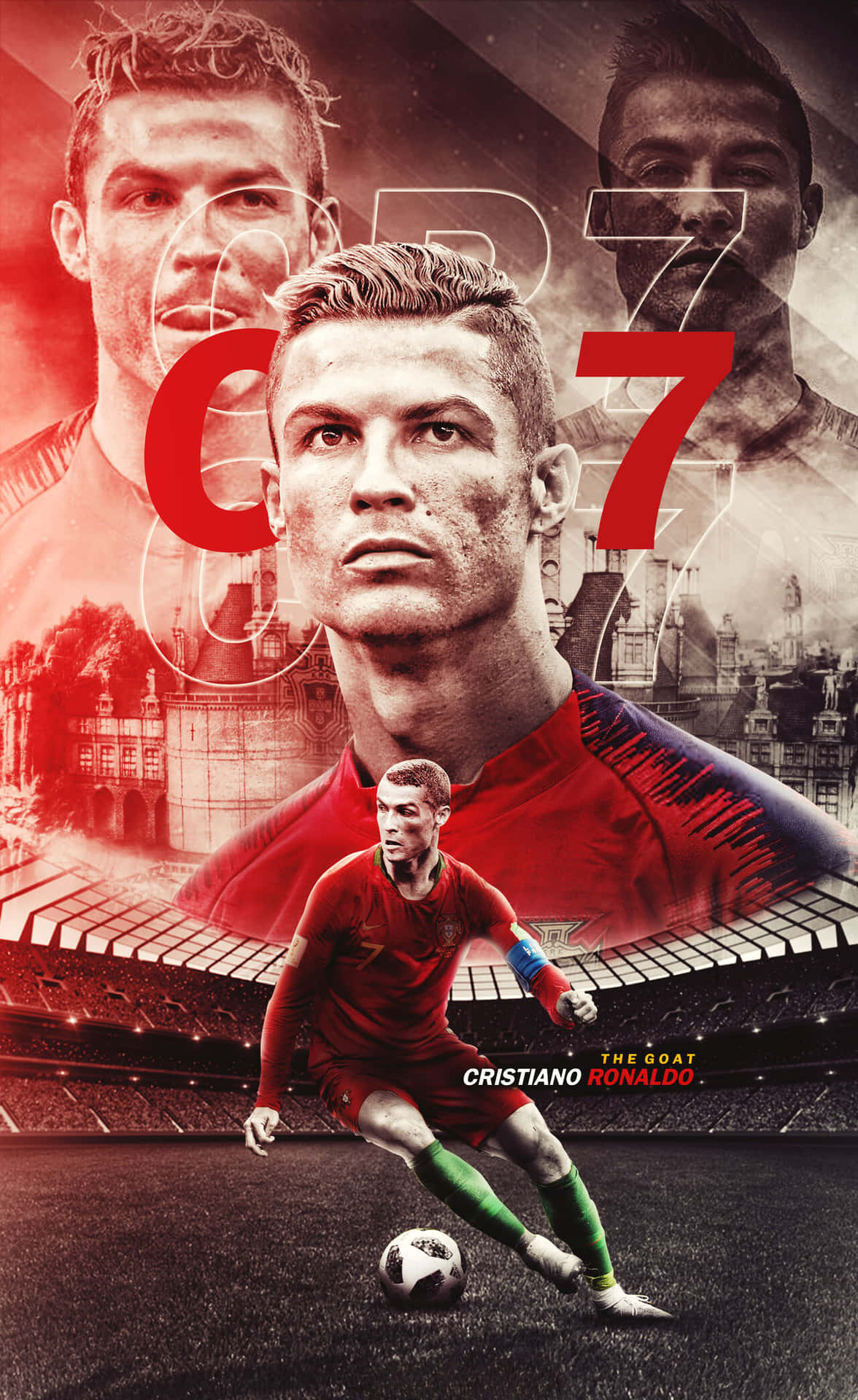 Download Cristiano Ronaldo confidently striking a pose on the football field