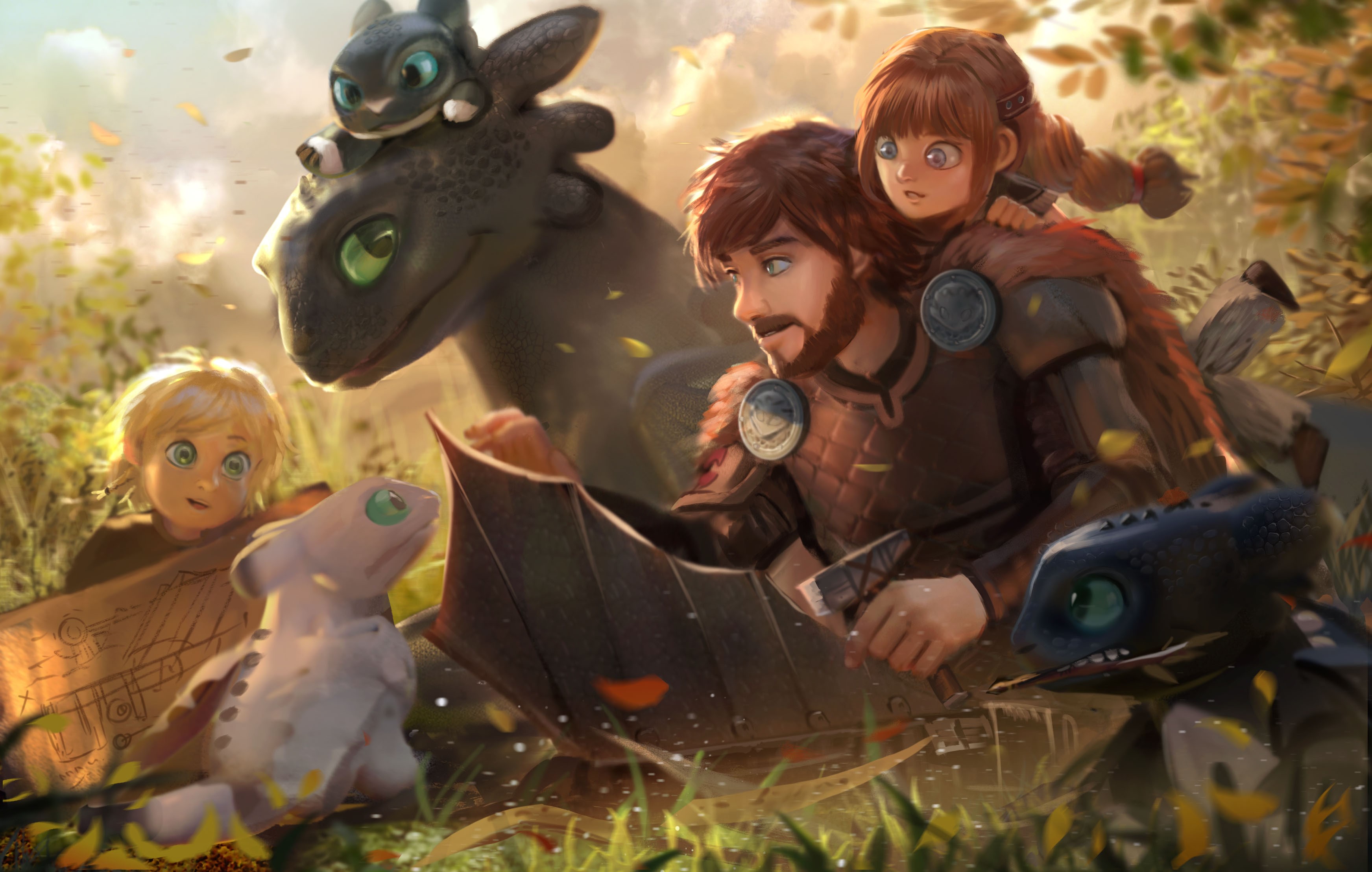 Wallpaper / digital, digital art, artwork, how to train your dragon 3, Hiccup, Toothless, Night Fury, Dreamworks free download