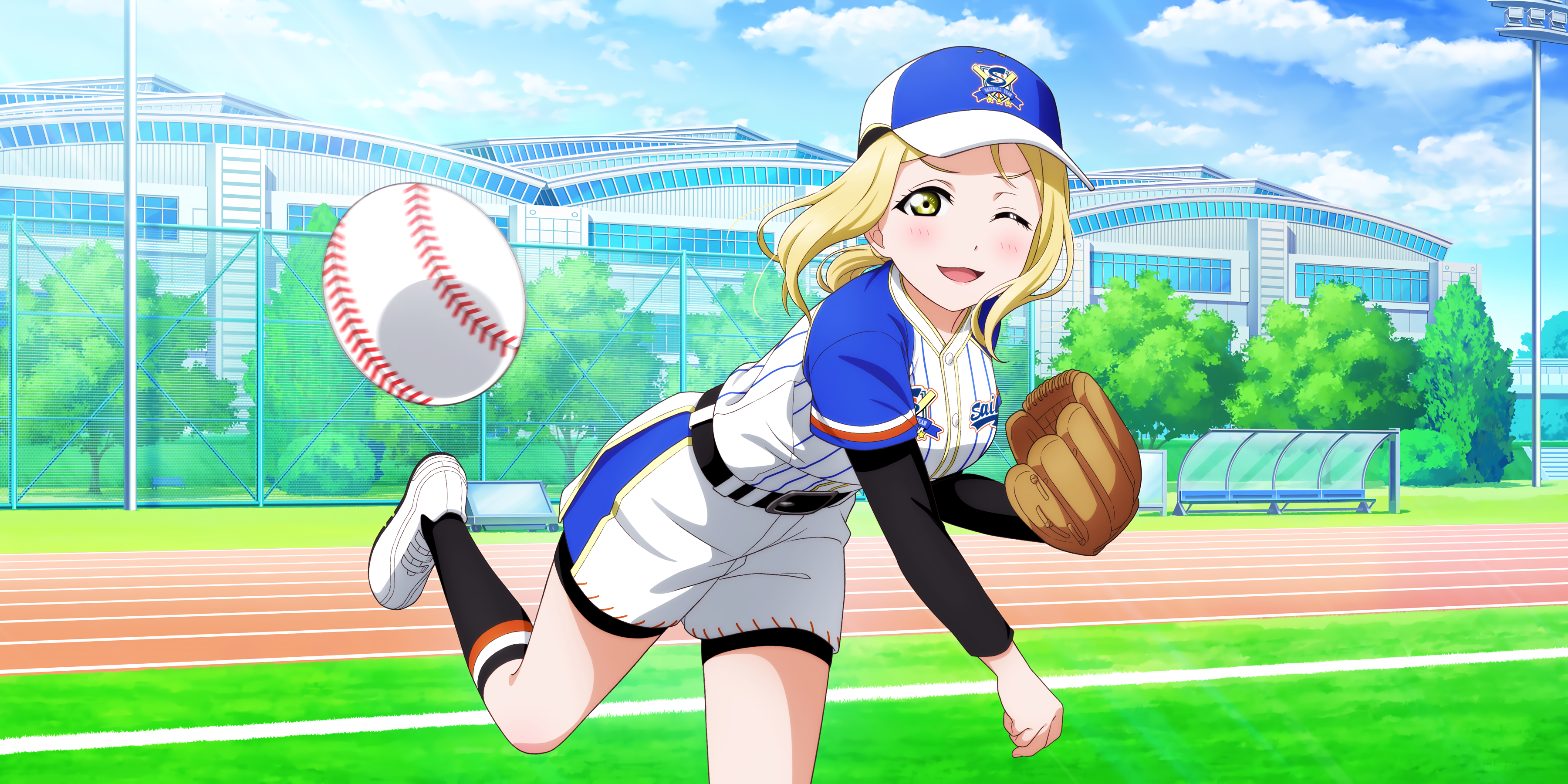 Ohara Mari Love Live Sunshine Love Live Anime Anime Girls Baseball Baseball Glove Baseball Cap One E Wallpaper:3600x1800