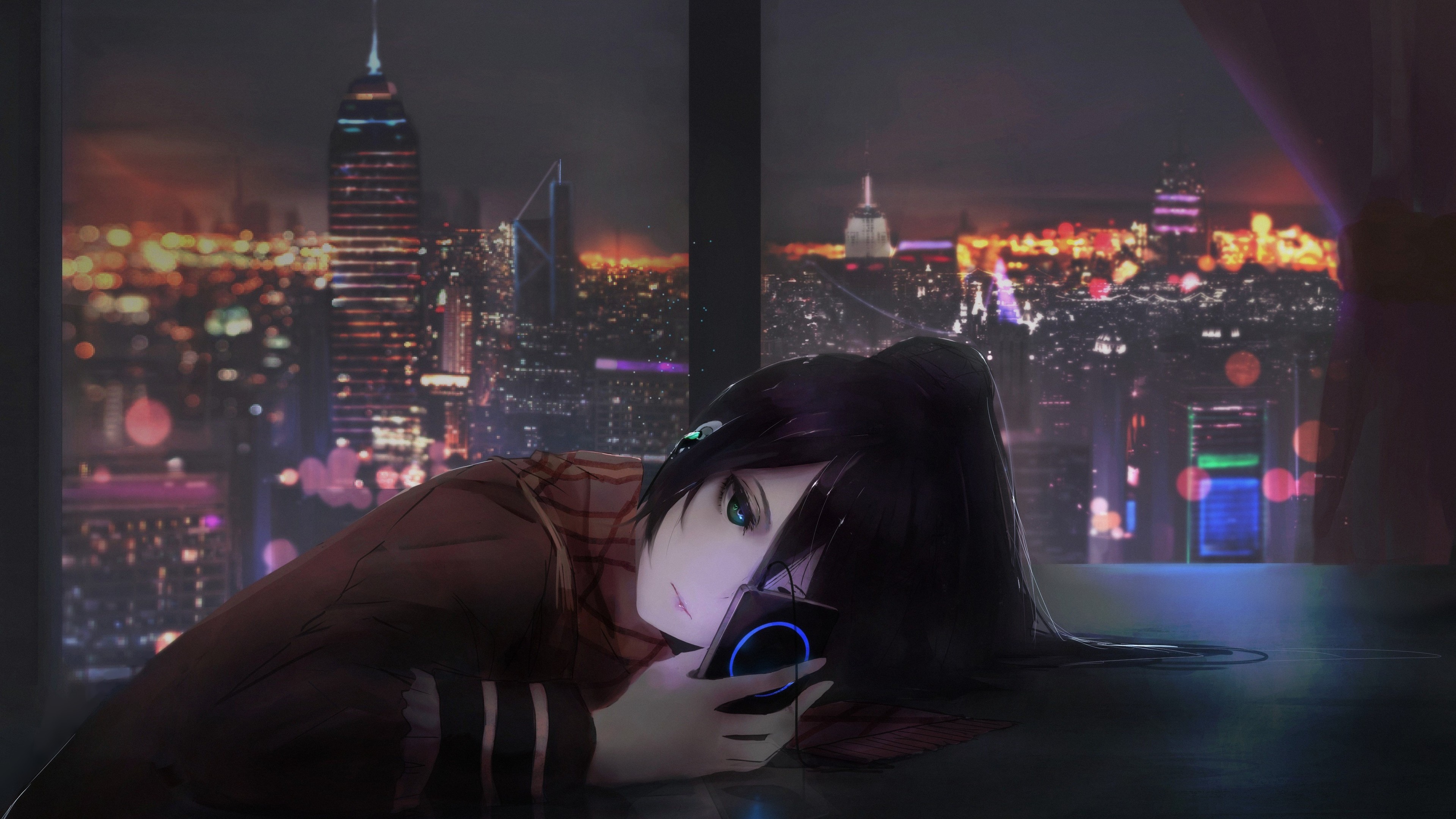 Wallpaper 4k Anime Girl Listening Music On Ipod Wallpaper