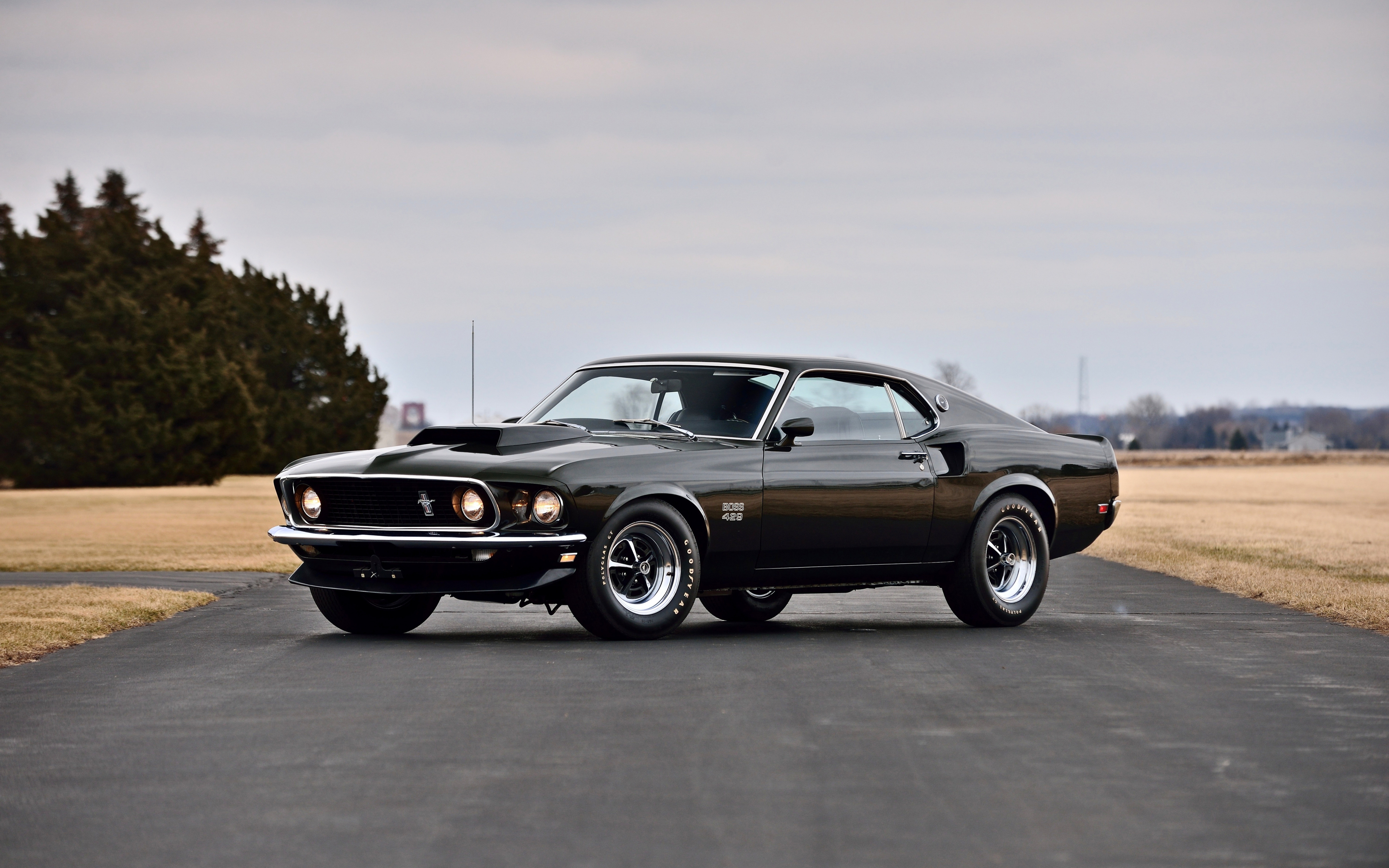 Download wallpaper 3840x2400 classic, black, muscle car, ford mustang boss 429 4k wallaper, 4k ultra HD 16:10 wallpaper, 3840x2400 HD background, 8261