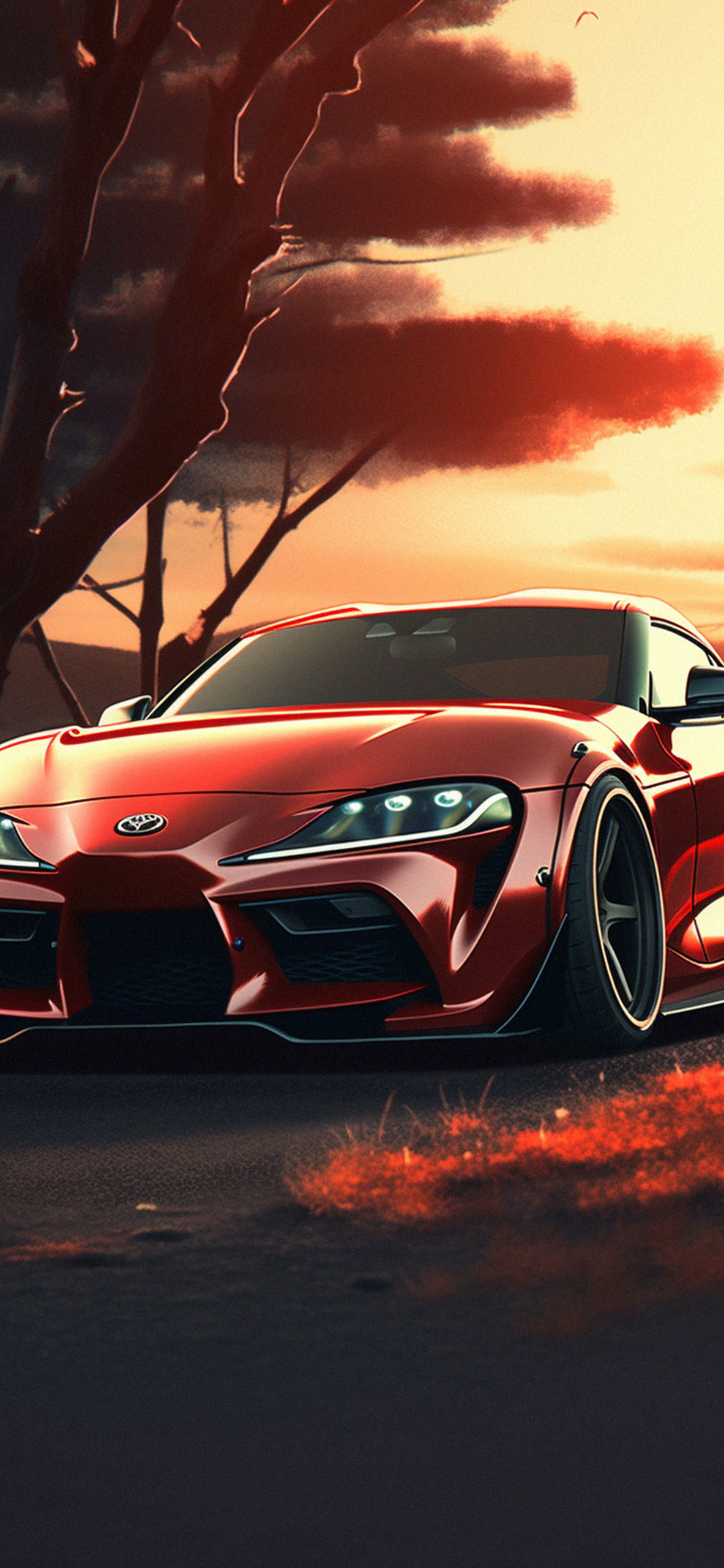 Red Toyota Supra Art Wallpaper