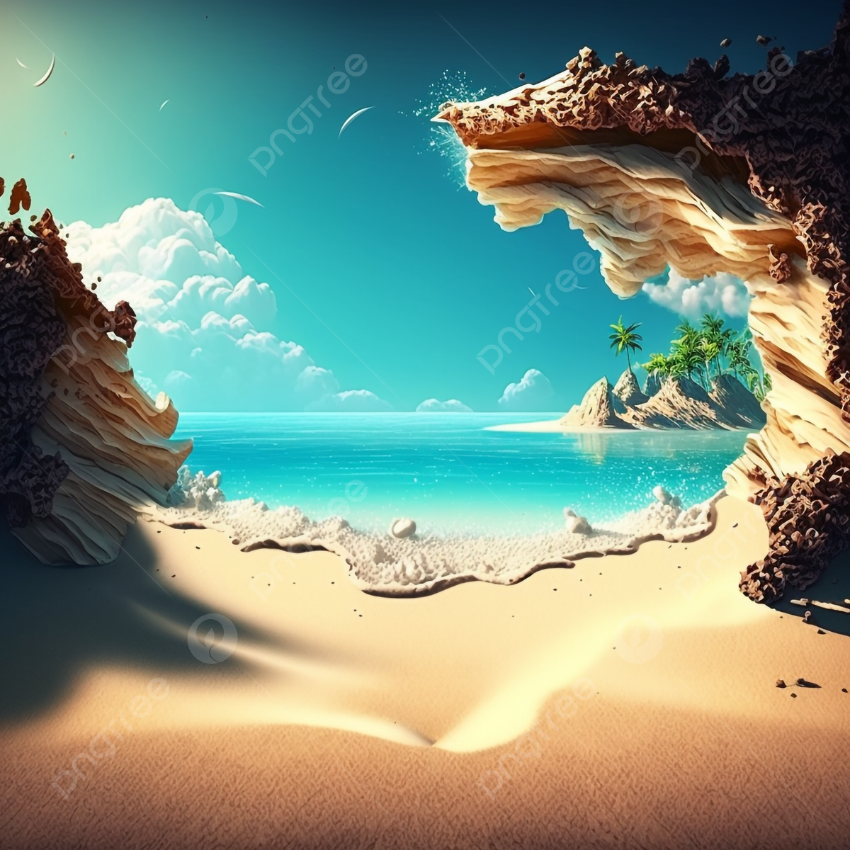Blue Sky Clouds Sun Sea Horizon Sand On The Beach Blue Ocean Background, Ocean, Beach, Summer Background Image And Wallpaper for Free Download