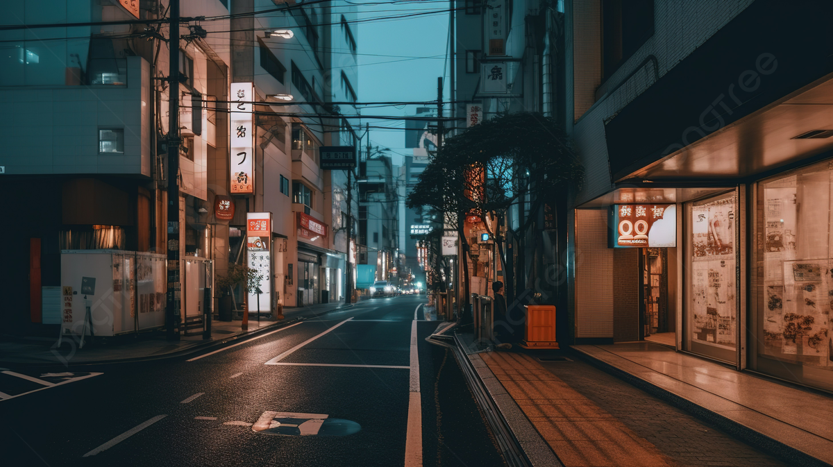 The City Streets At Night In A Japanese City Background, Aesthetic Street Picture Background Image And Wallpaper for Free Download