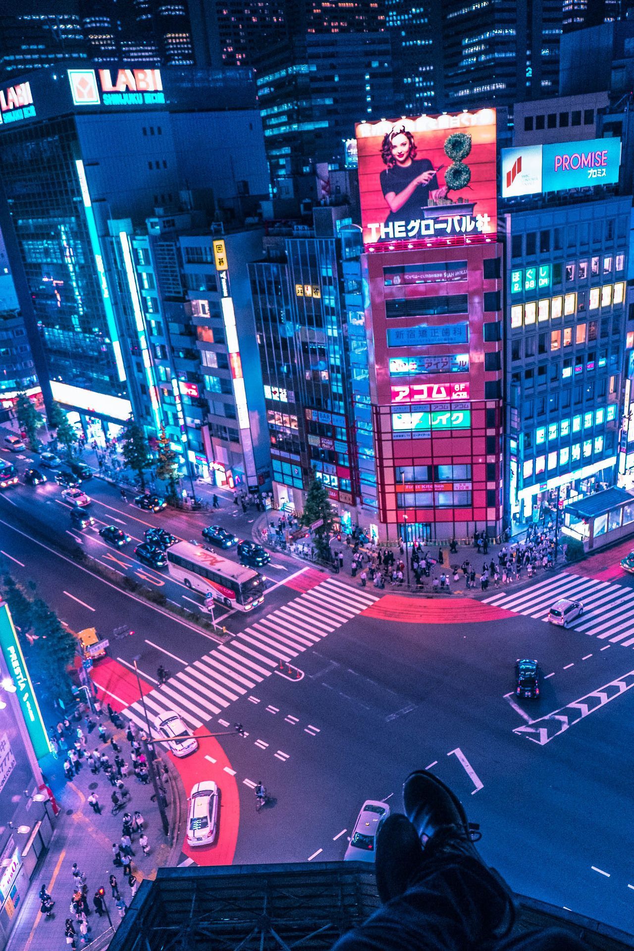 Looking Down at Night Tokyo Japan Wallpaper