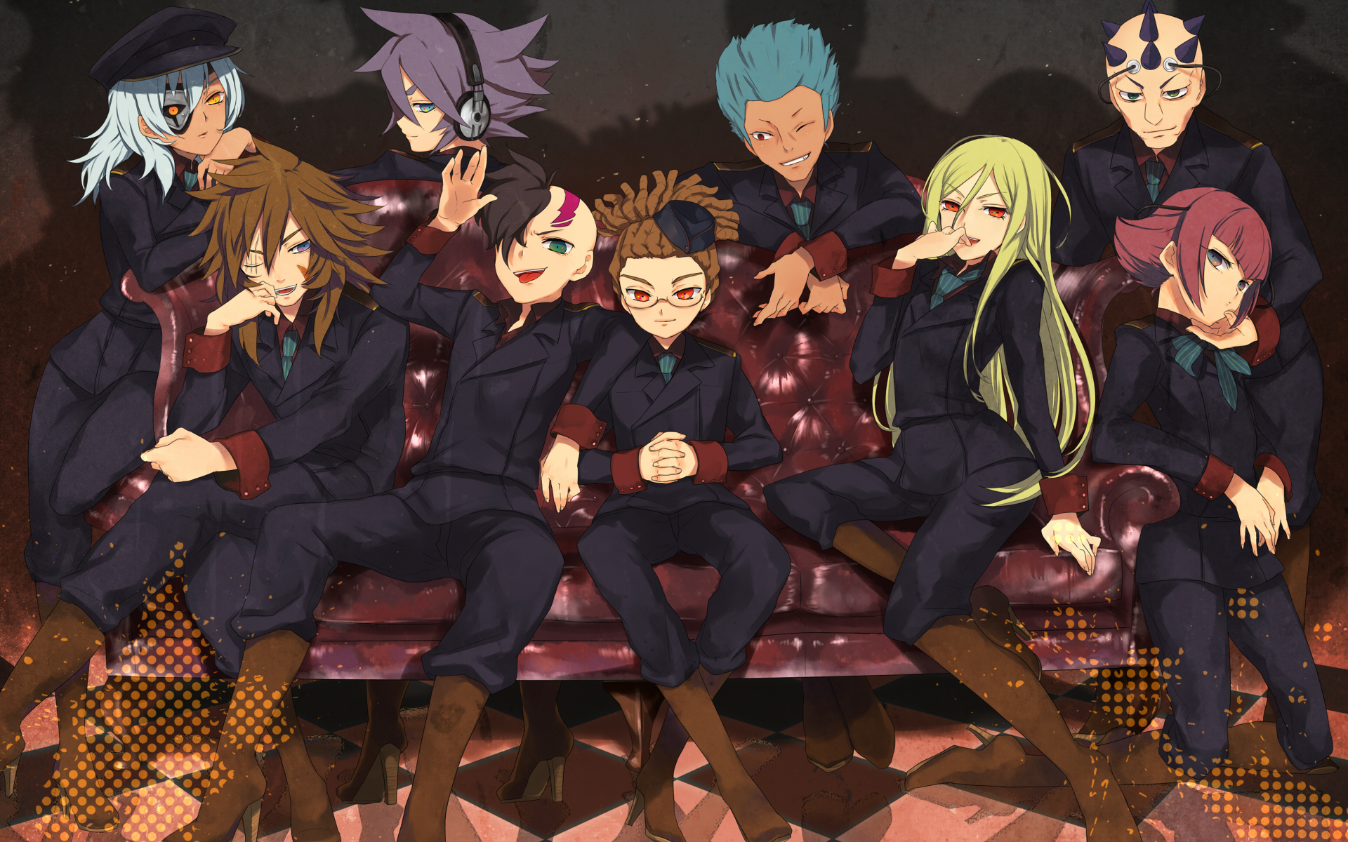 afuro terumi, kidou yuuto, fudou akio, sakuma jirou, genda koujirou, and 2 more (inazuma eleven and 1 more) drawn