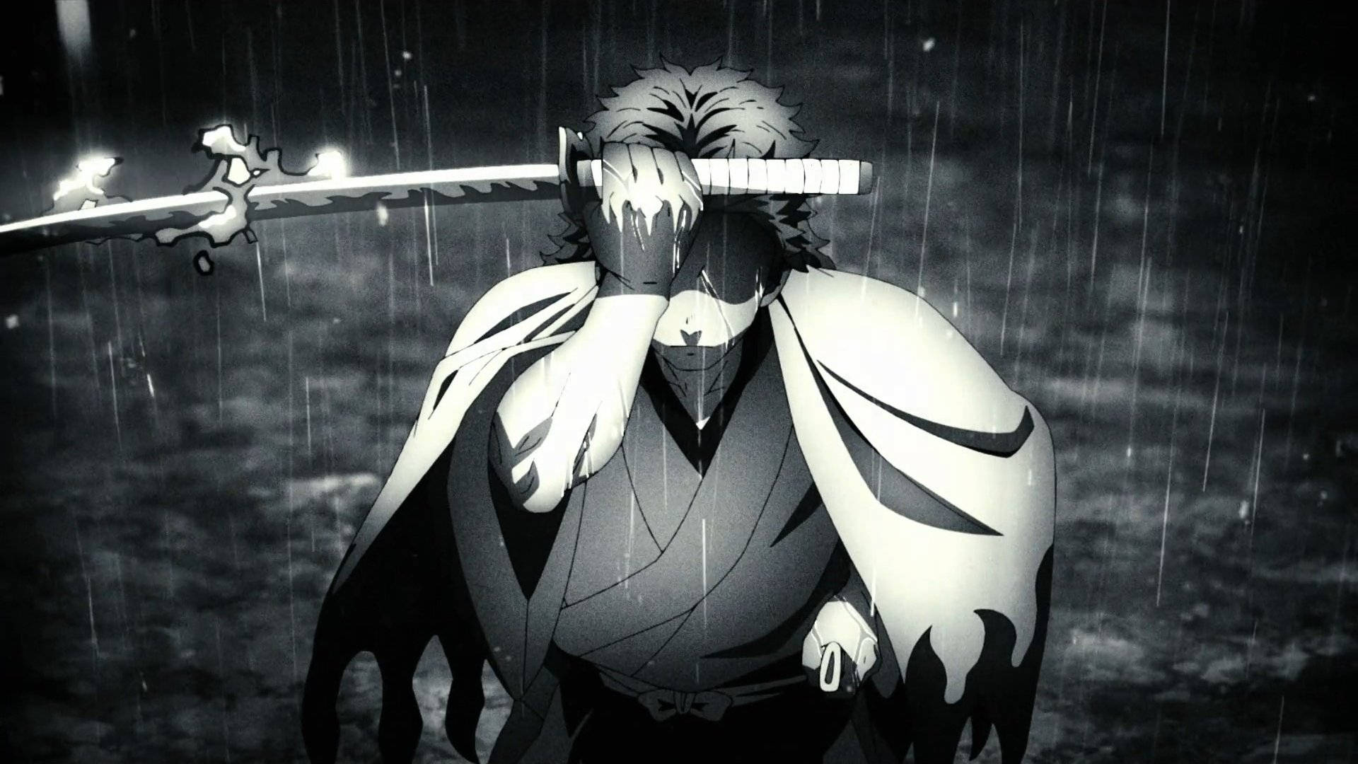 Demon Slayer Black And White Wallpaper