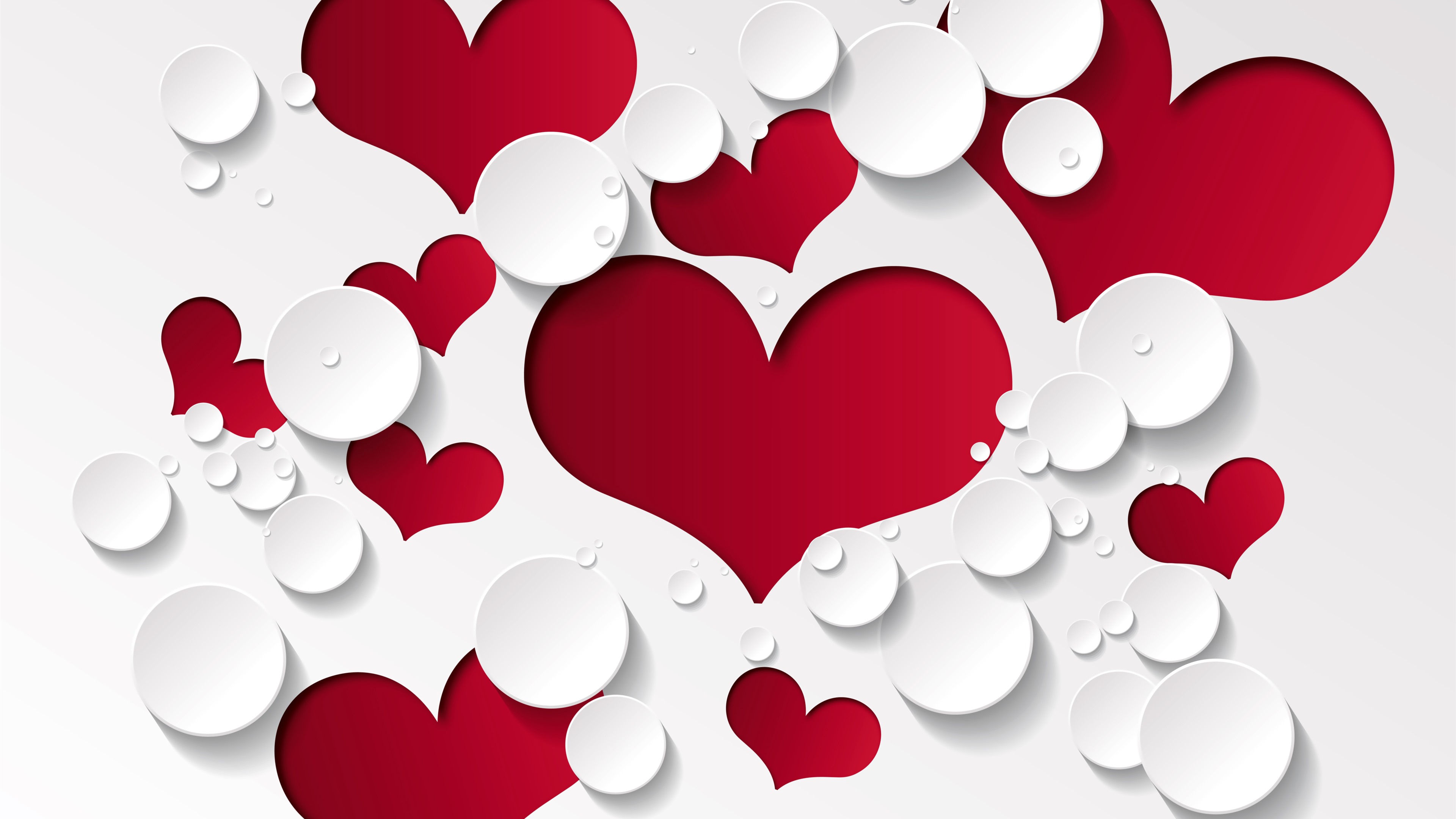 Wallpaper Red love hearts, white background, water droplets 5120x2880 UHD 5K Picture, Image