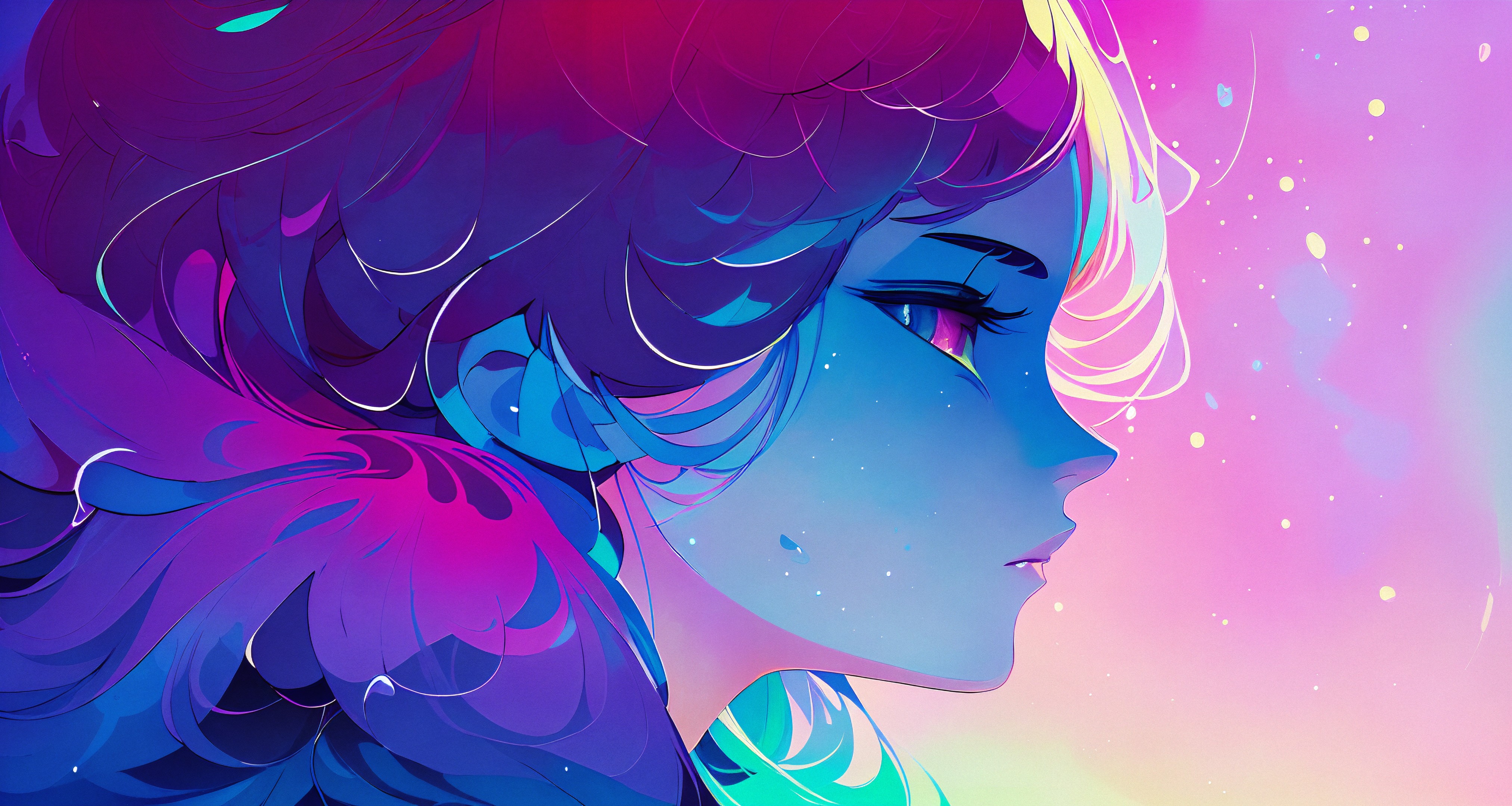 Wallpaper, ai art, Stable Diffusion, colorful, women, long hair, looking at viewer 4050x2160