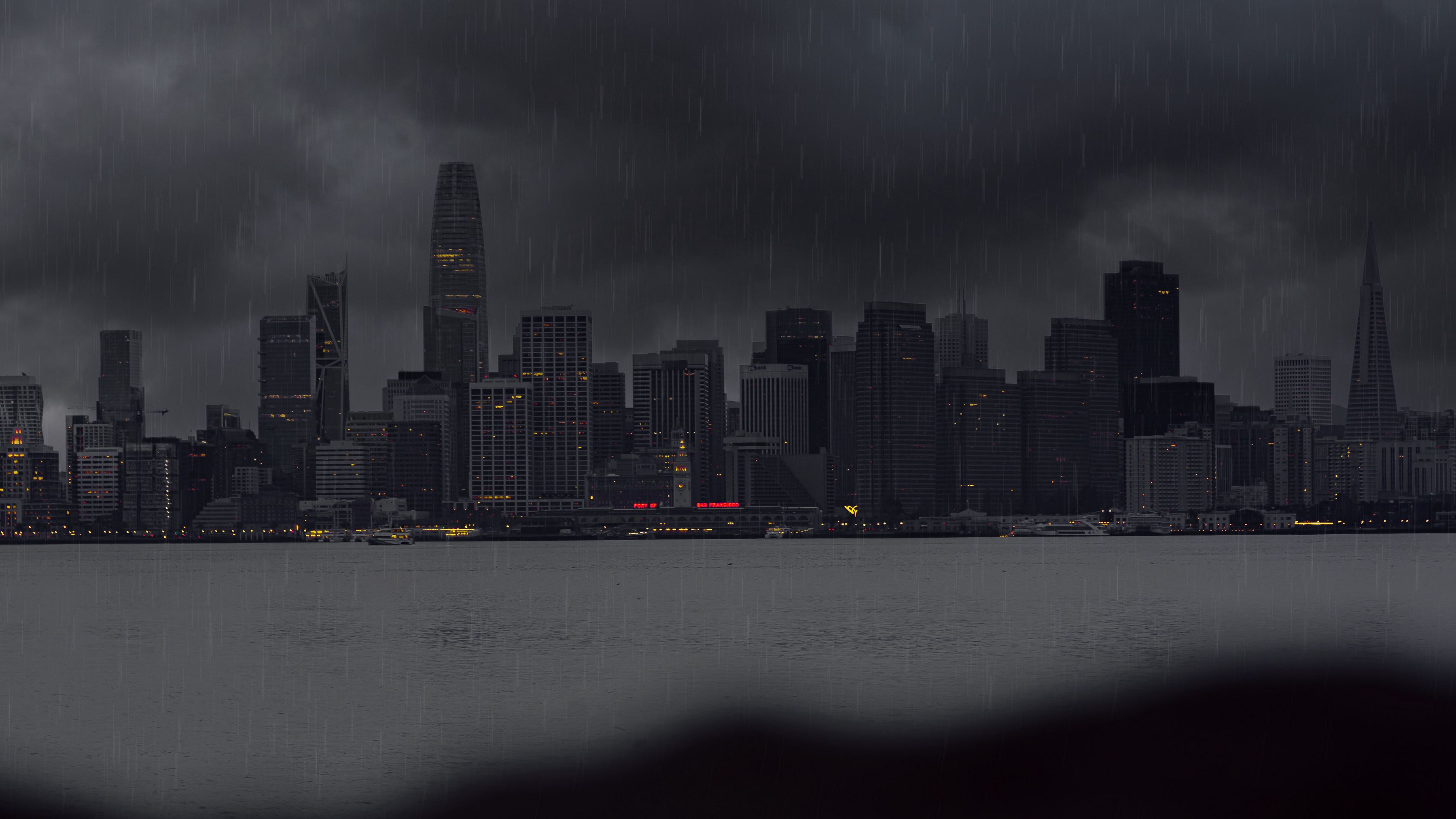 Download wallpaper 3840x2160 city, rain