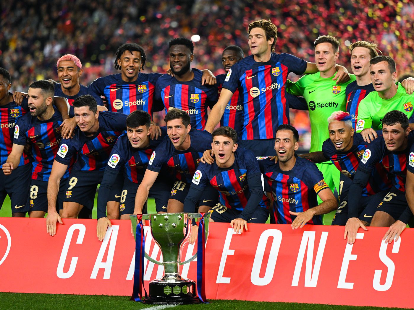 IN PICS: Barcelona celebrate winning La Liga at Camp Nou