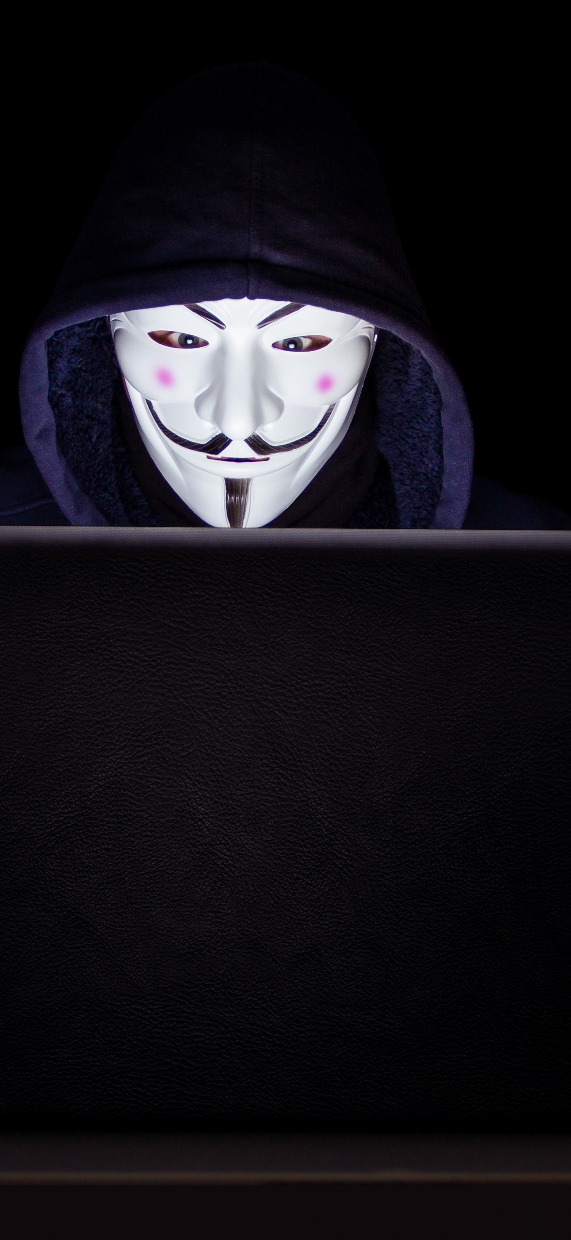 Anonymous Wallpaper 4K, Laptop, Hacker, Black background
