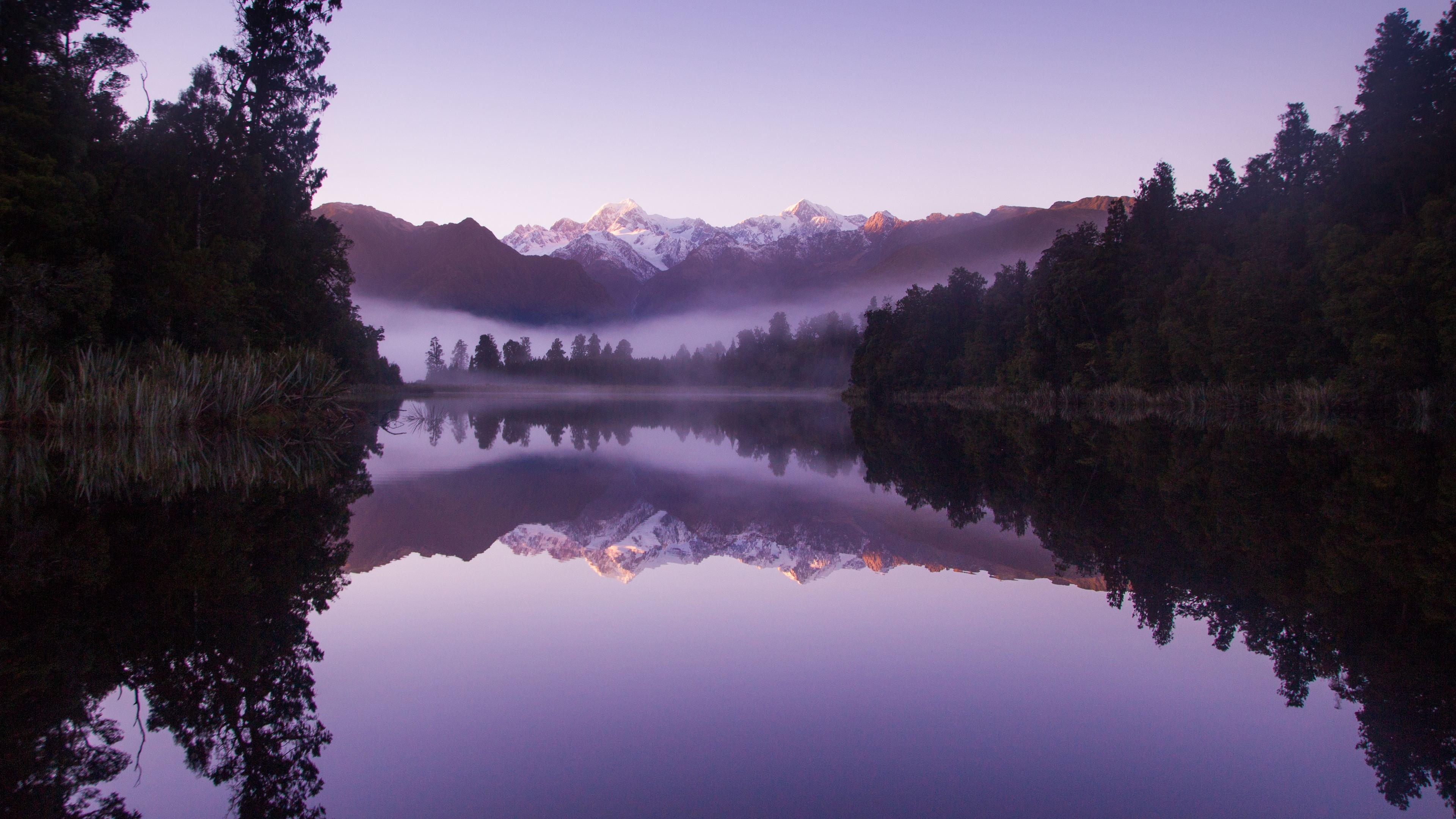 Wallpaper 4k Beautiful Purple Weather Landscape Of Lake Matheson Wallpaper