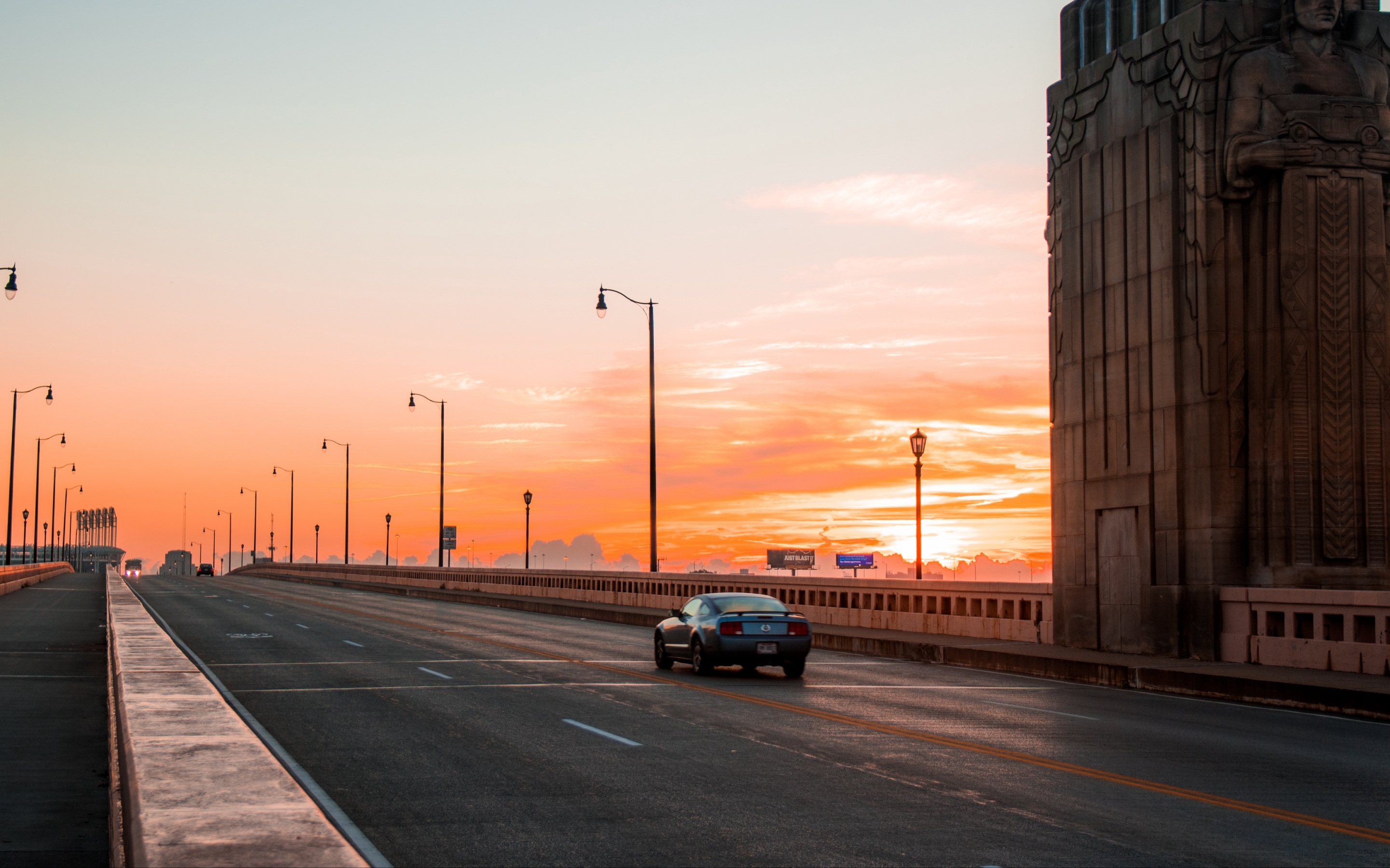 Wallpaper 4k car, traffic, bridge, sunset, cleveland, ohio, united states 4k Wallpaper