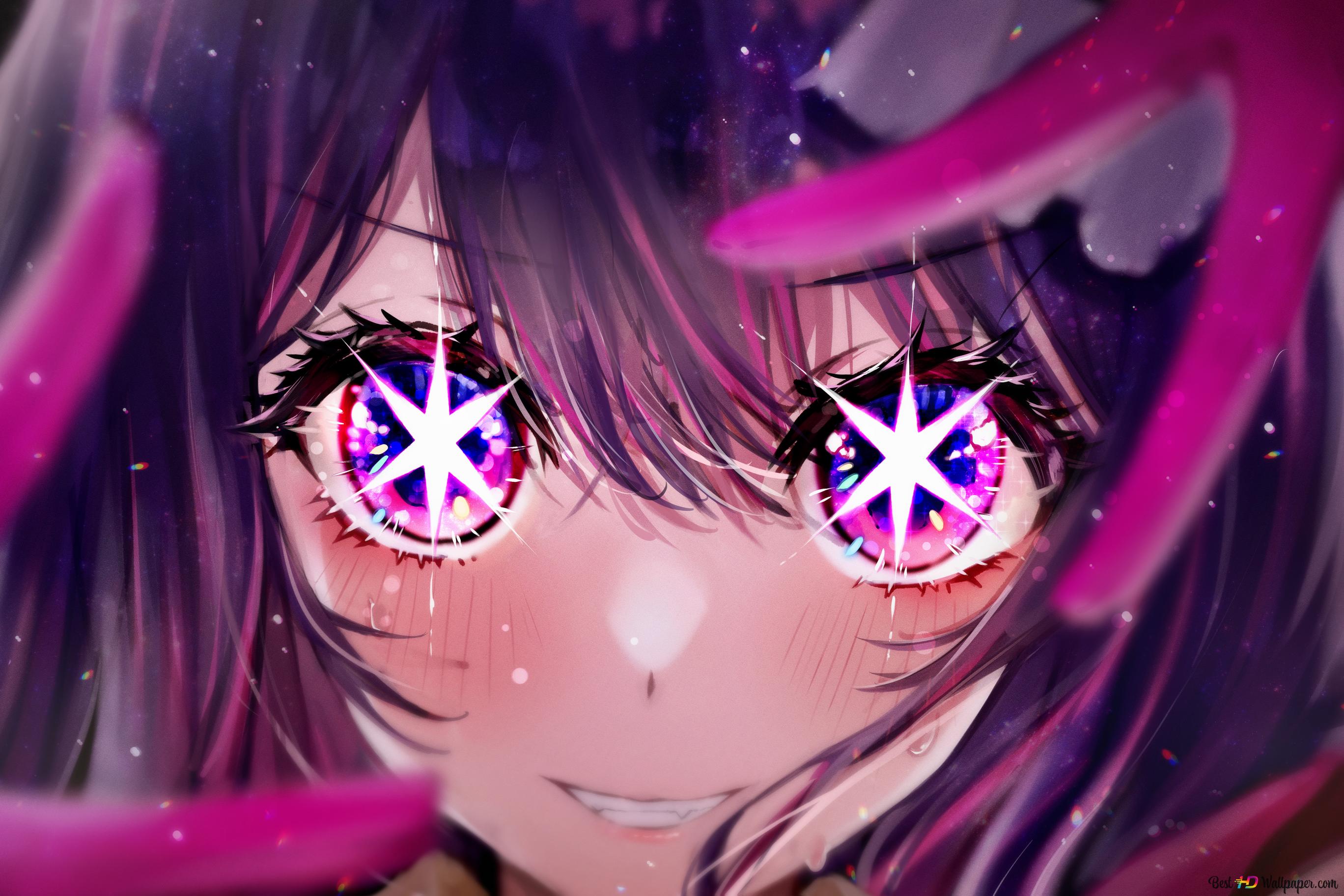 Beautiful anime Oshi No Ko with purple eyes 4K wallpaper download