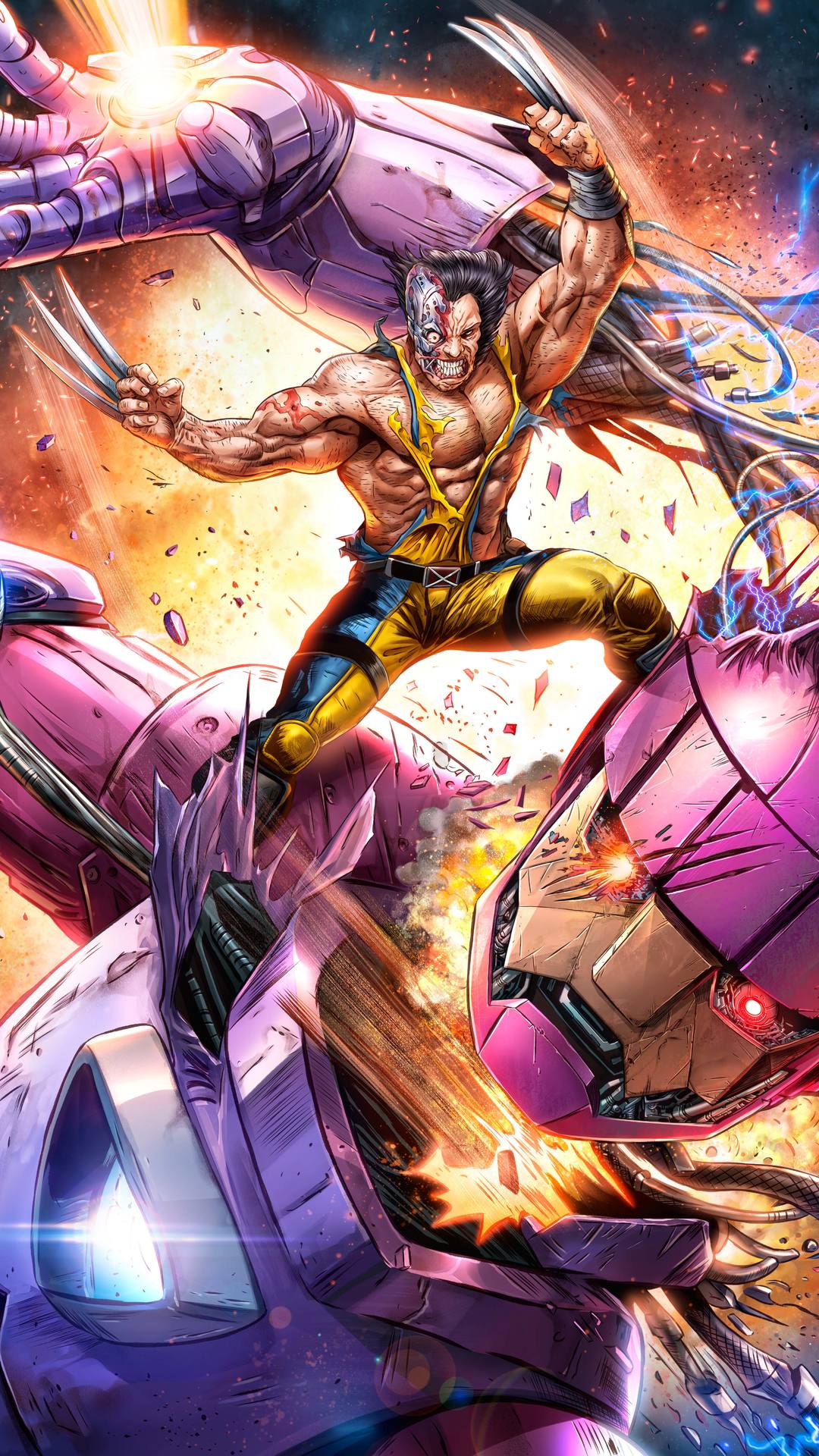 1080x1920 wolverine, sentinel, marvel, artwork, hd, digital art, superheroes for iPhone 6, 7, 8 wallpaper