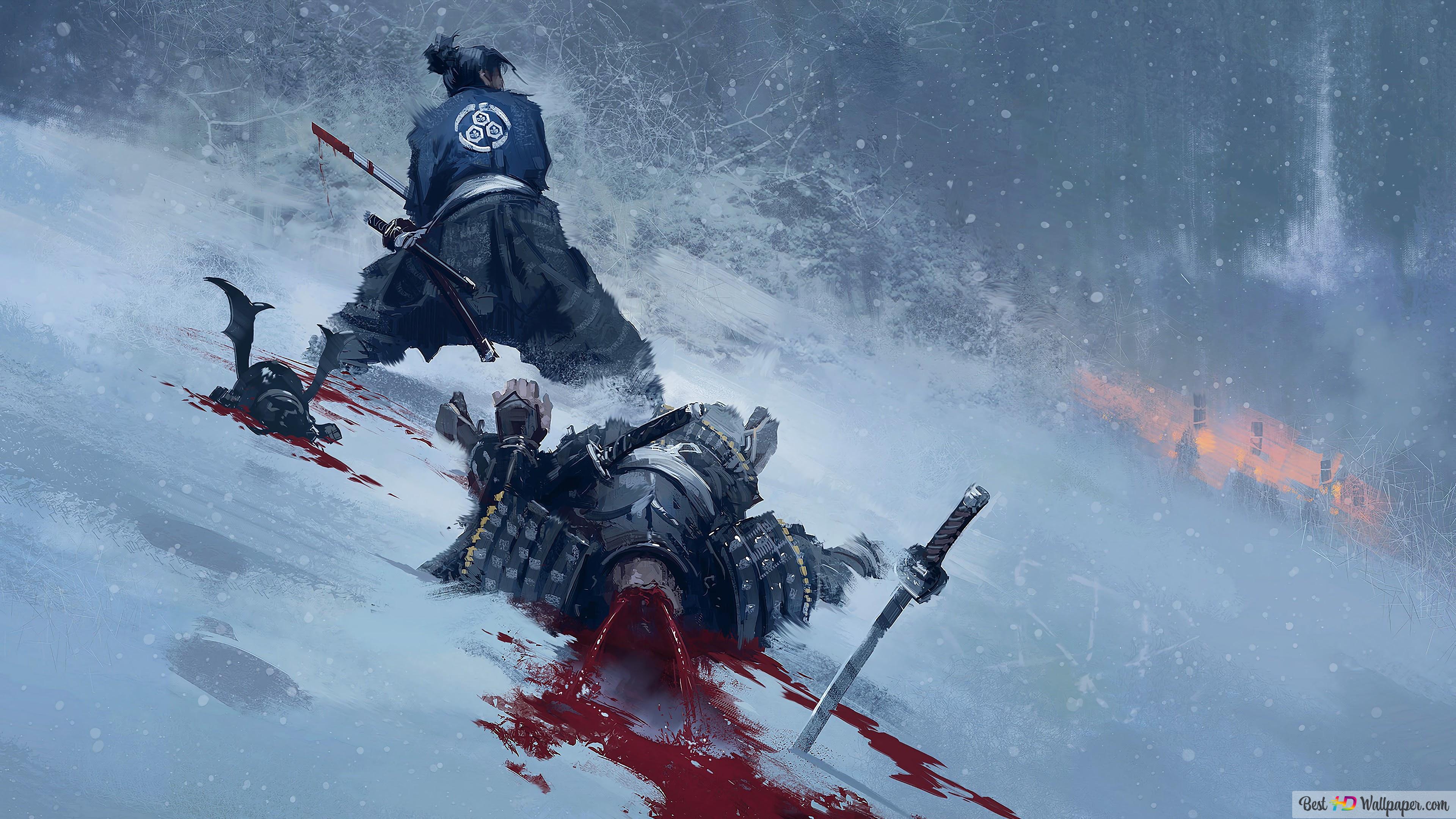 Samurai Fighting 4K wallpaper download