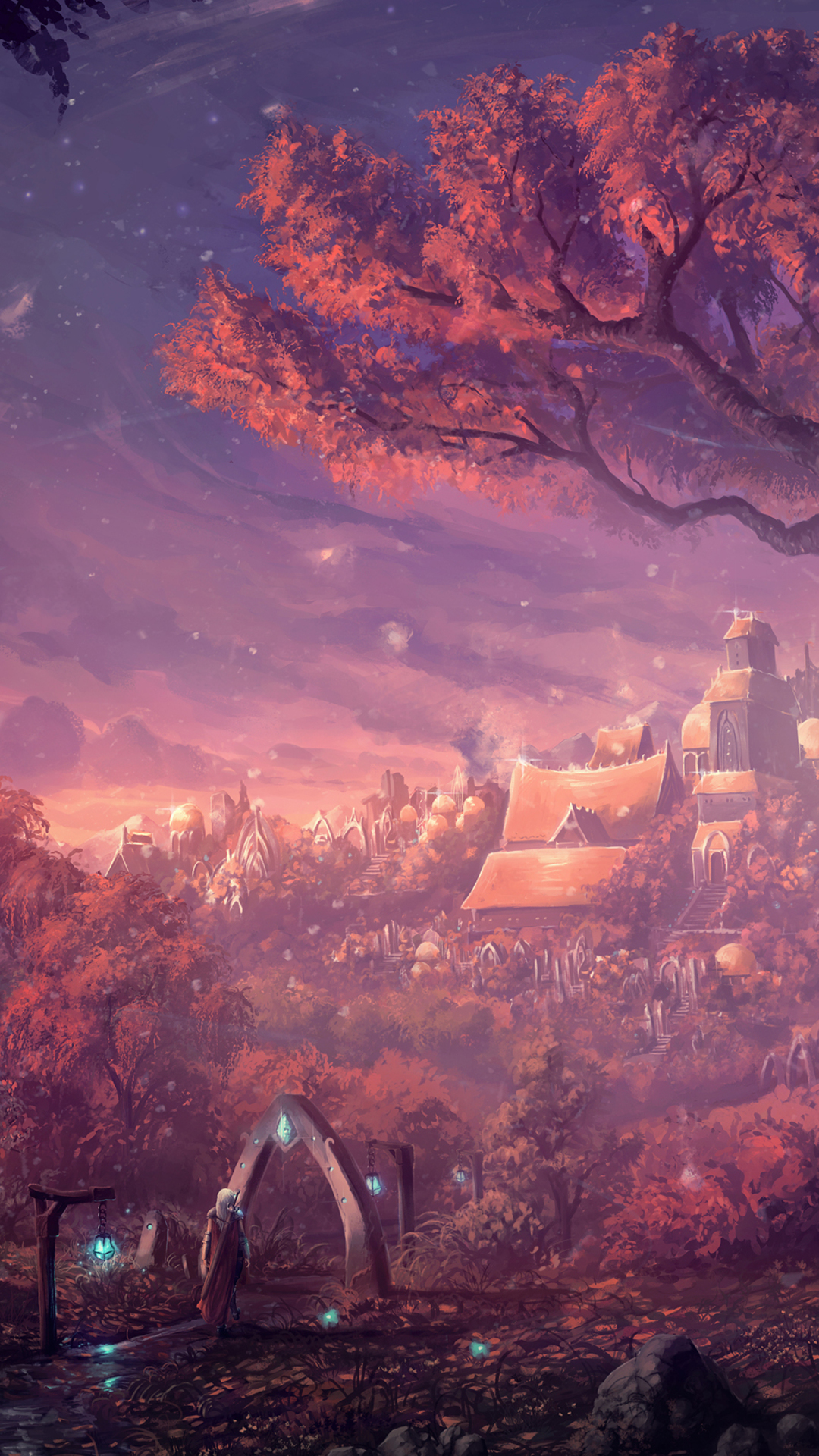 1080x1920 forest, fantasy, artist, artwork, digital art, hd, city, for iPhone 6, 7, 8 wallpaper