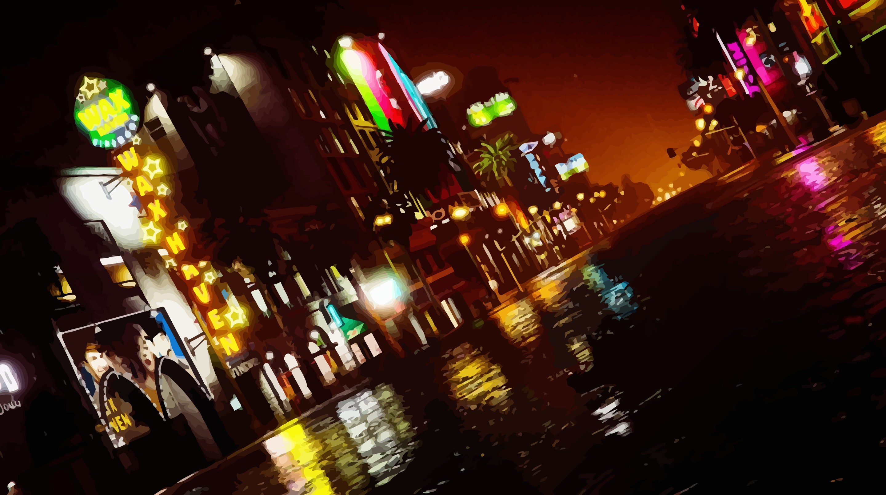 Wallpaper, 2880x1608 px, cityscape, neon, rain 2880x1608