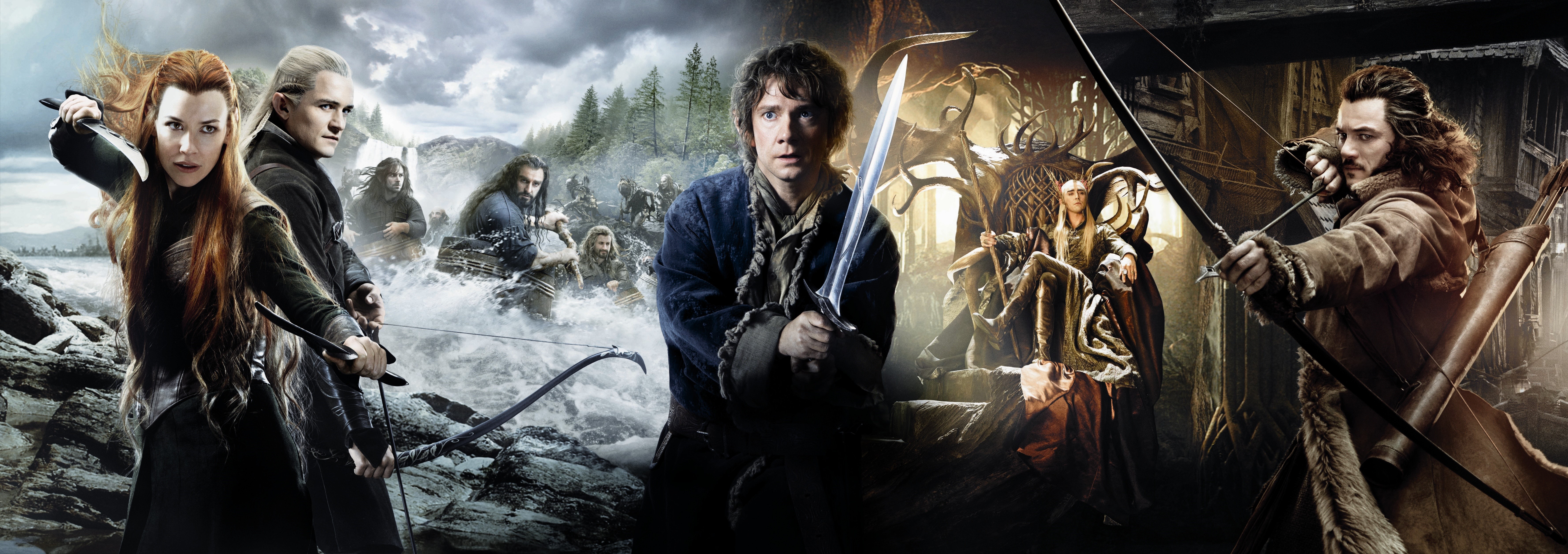 4K, 5K, 6K, 7K, Legolas Tauriel Thorin Thranduil, Archers, Warriors, Men, The Hobbit: The Desolation of Smaug, Elves, Swords Gallery HD Wallpaper