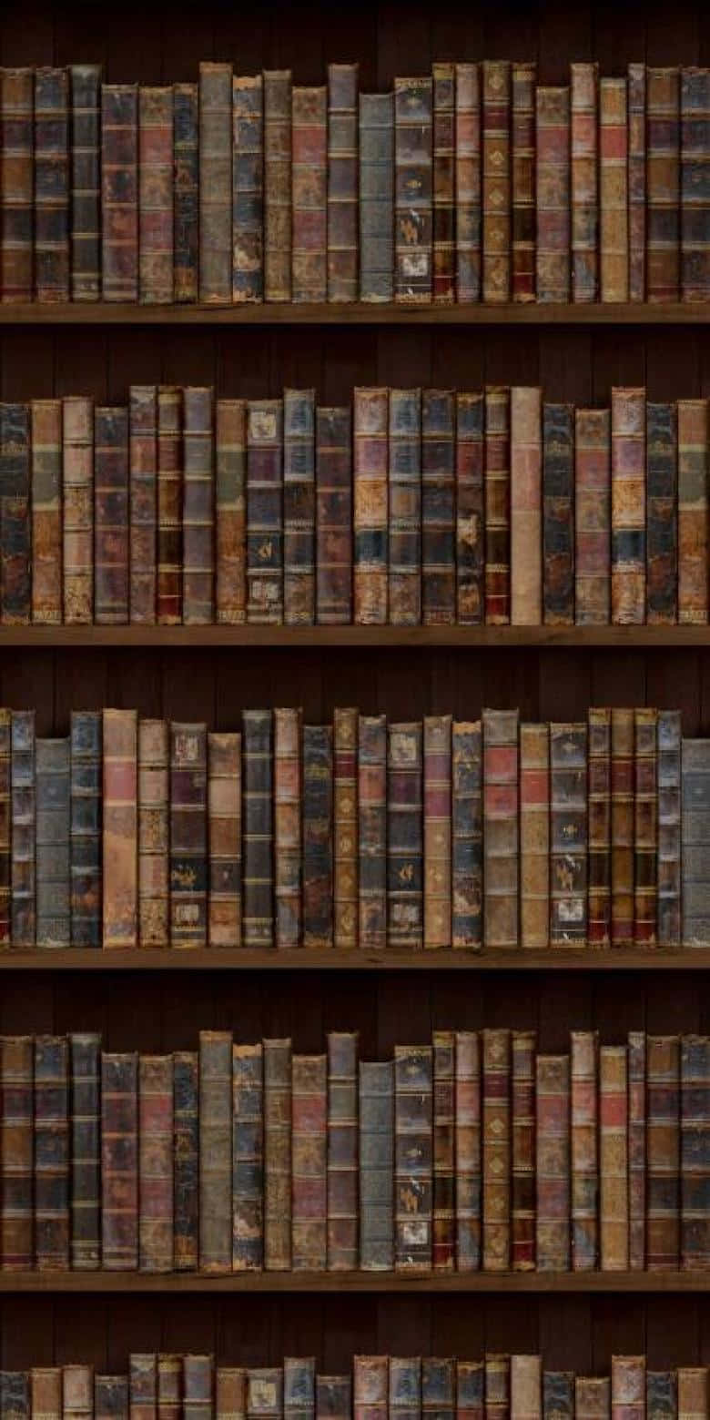 Download Books iPhone Vintage Rack Brownish Wallpaper