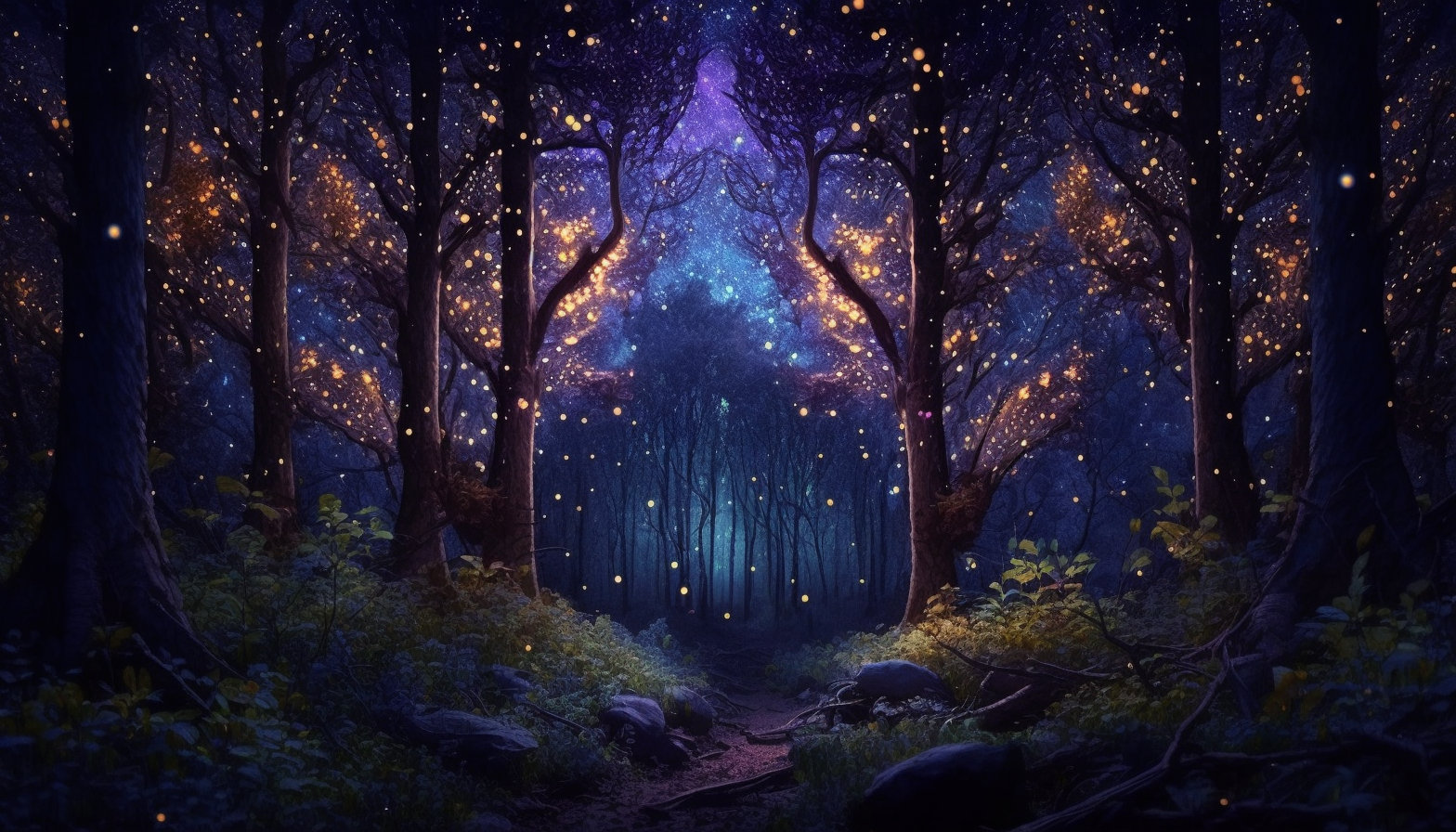 Night Forest Wallpaper Image