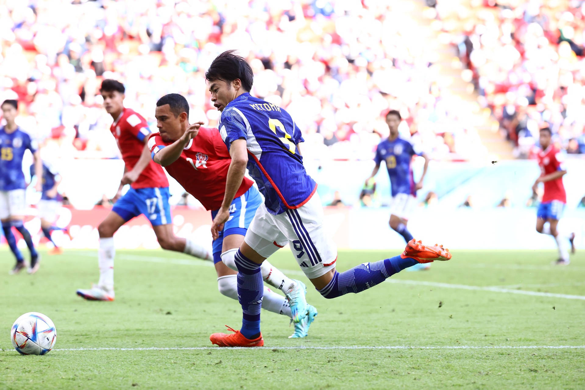 Download Japan National Football Team Mitoma Versus Costa Rica Wallpaper